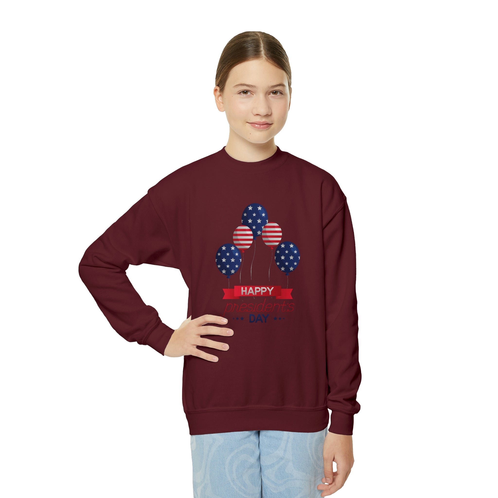 Happy President's Day Stars & Stripe Youth Crewneck Sweatshirt