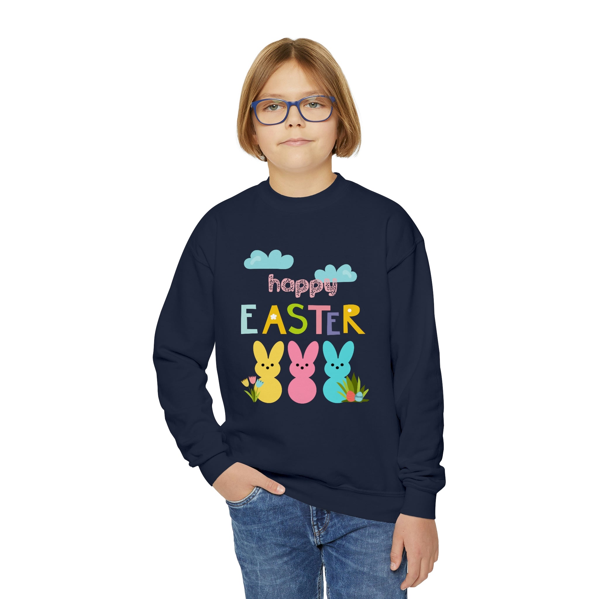 Happy Easter Bunny Youth Crewneck Sweatshirt