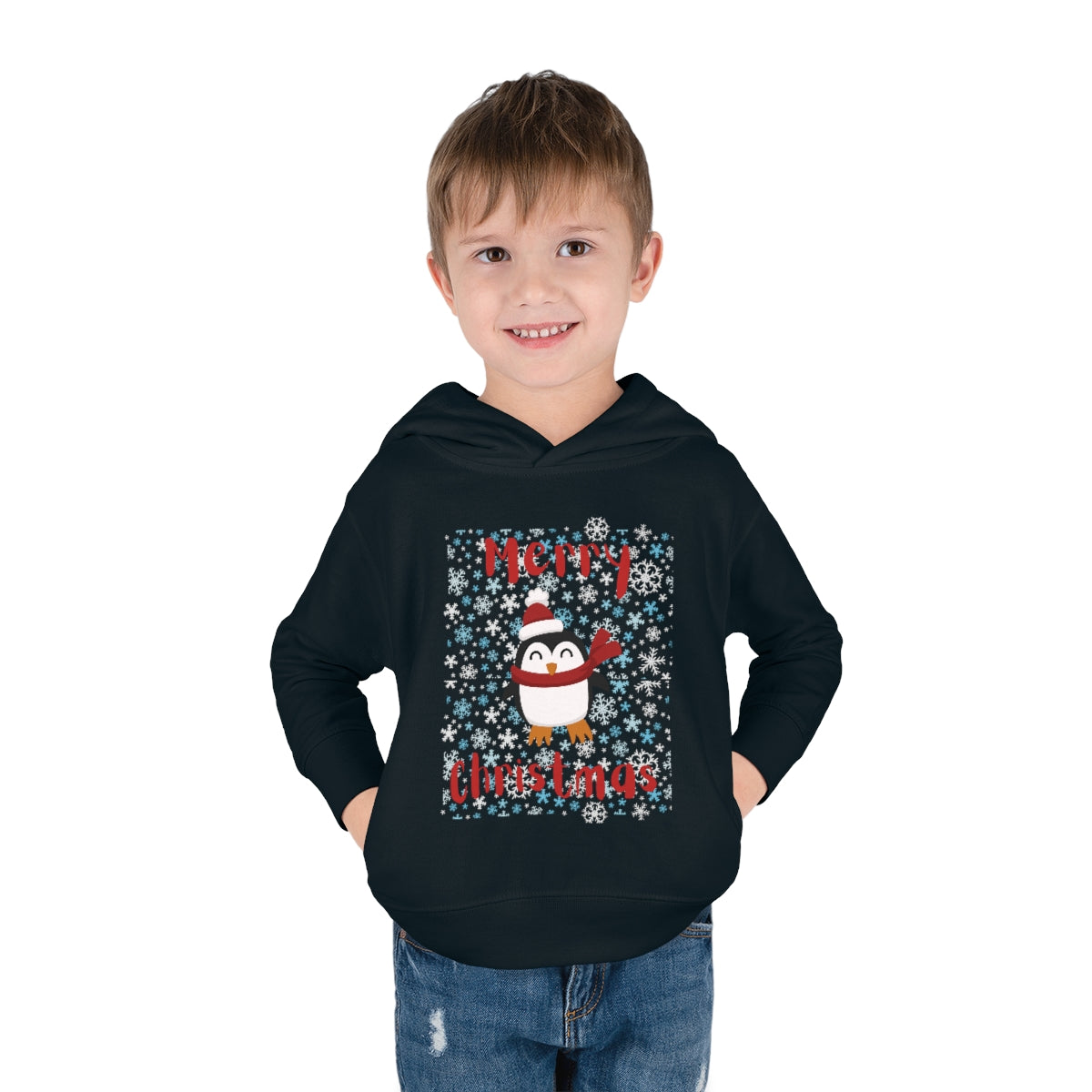 Cute Penguin Christmas Toddler Pullover Fleece Hoodie