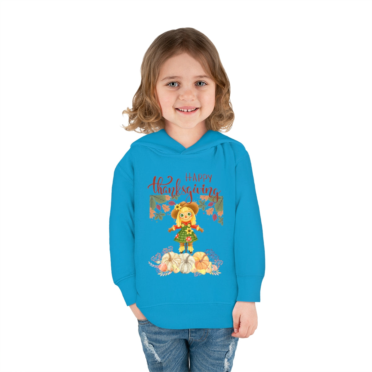Scarecrow Happy Thanksgiving Toddler Pullover Fleece Hoodie