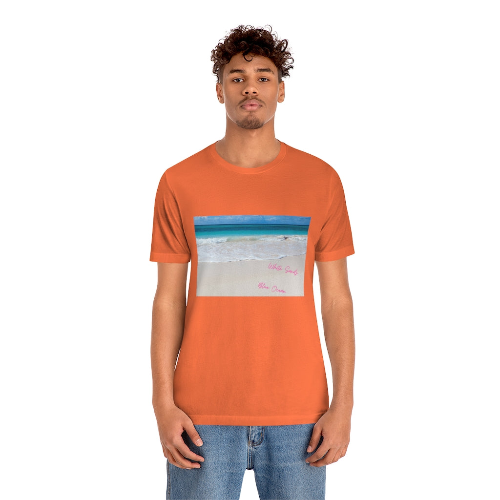 White Sands Blue Ocean Unisex Jersey Short Sleeve Tee