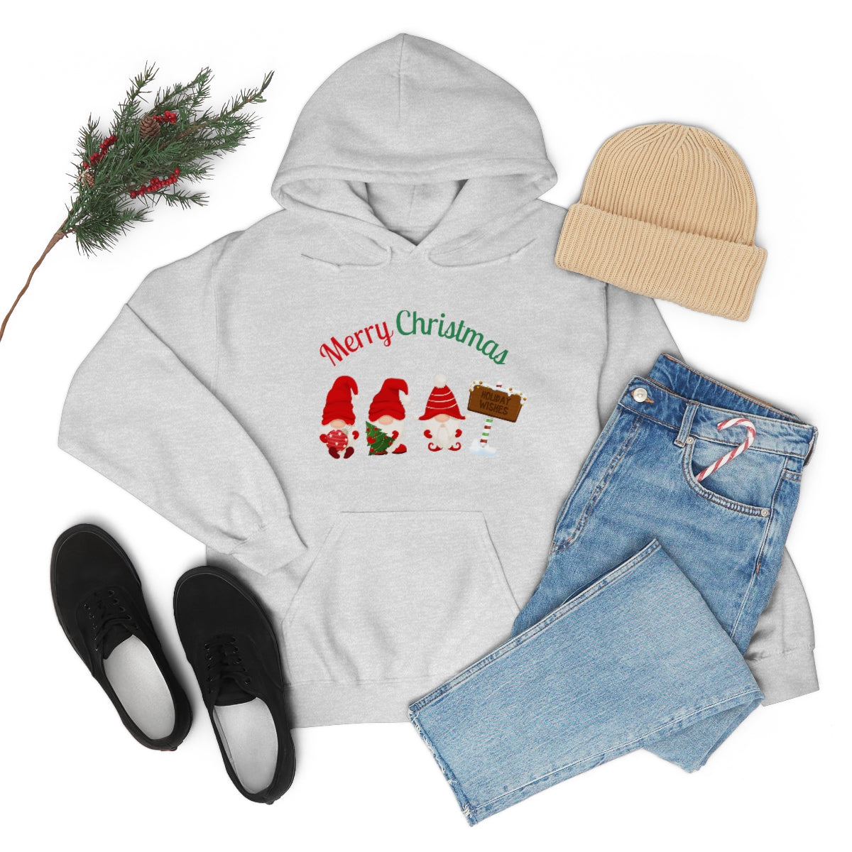 Cute Gnome Merry Christmas Unisex Heavy Blend™ Hooded Sweatshirt