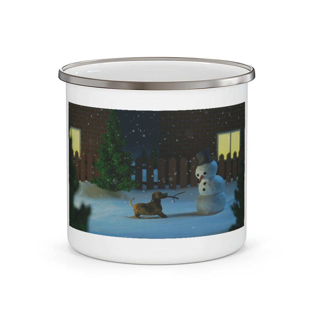 Snowman Enamel Camping Mug