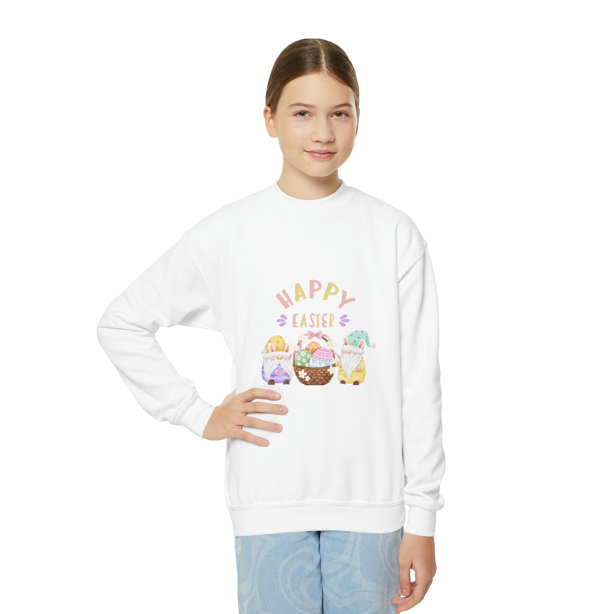 Happy Easter Gnome Youth Crewneck Sweatshirt