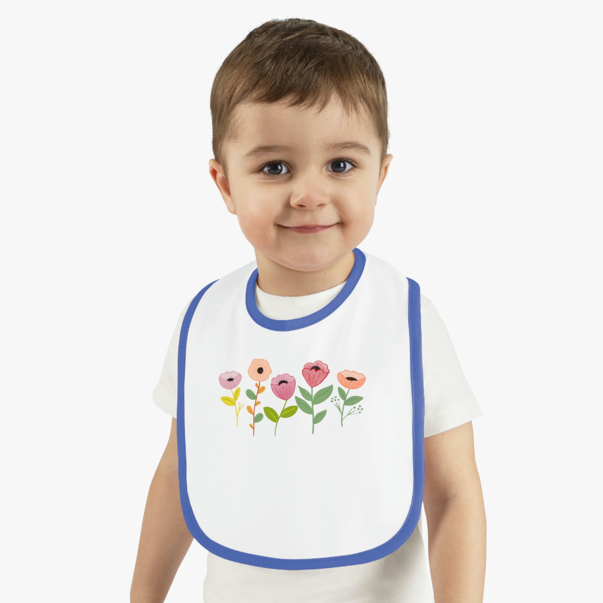 Spring Flowers Baby Contrast Trim Jersey Bib