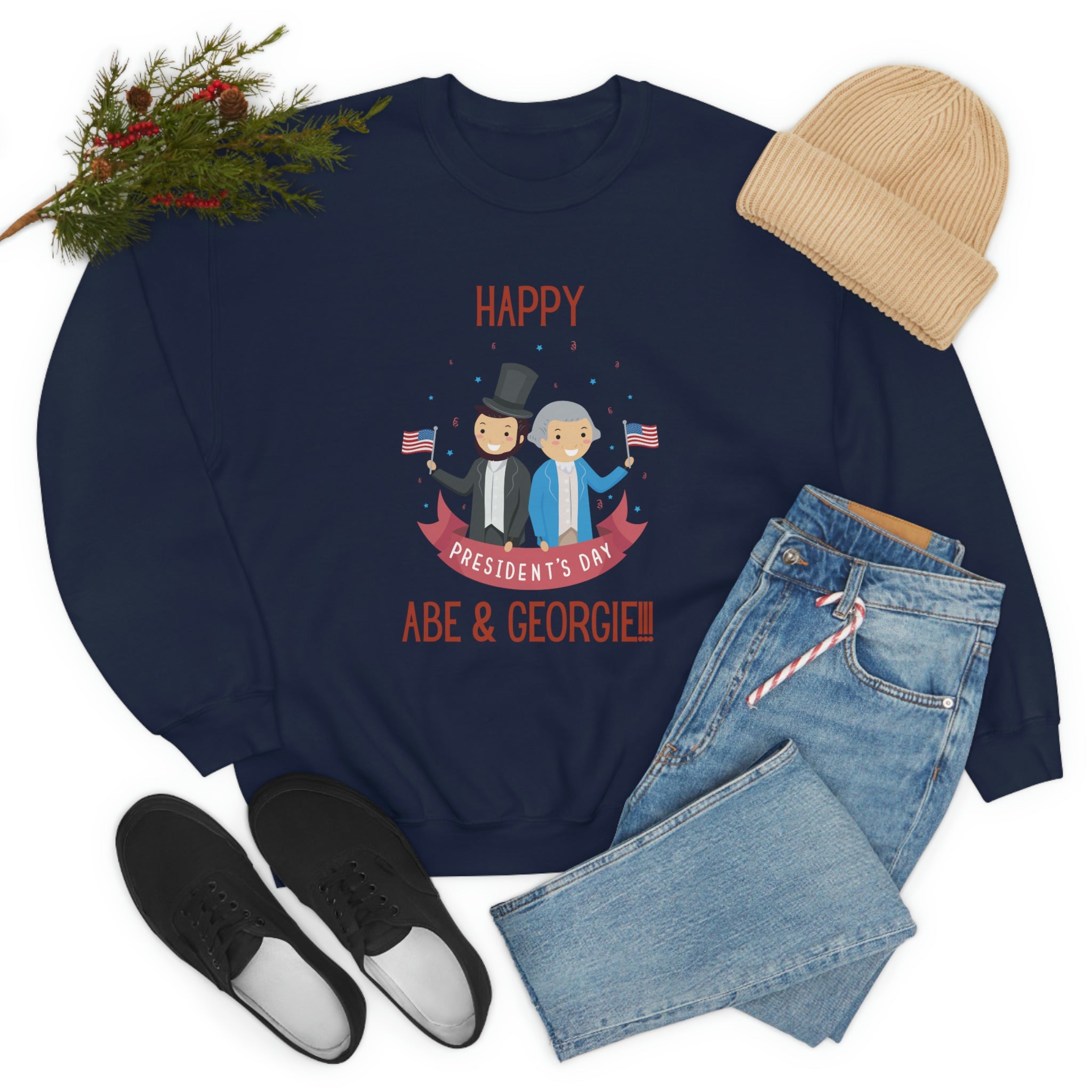 Happy President's Day Abe & Georgie!!! Unisex Heavy Blend™ Crewneck Sweatshirt