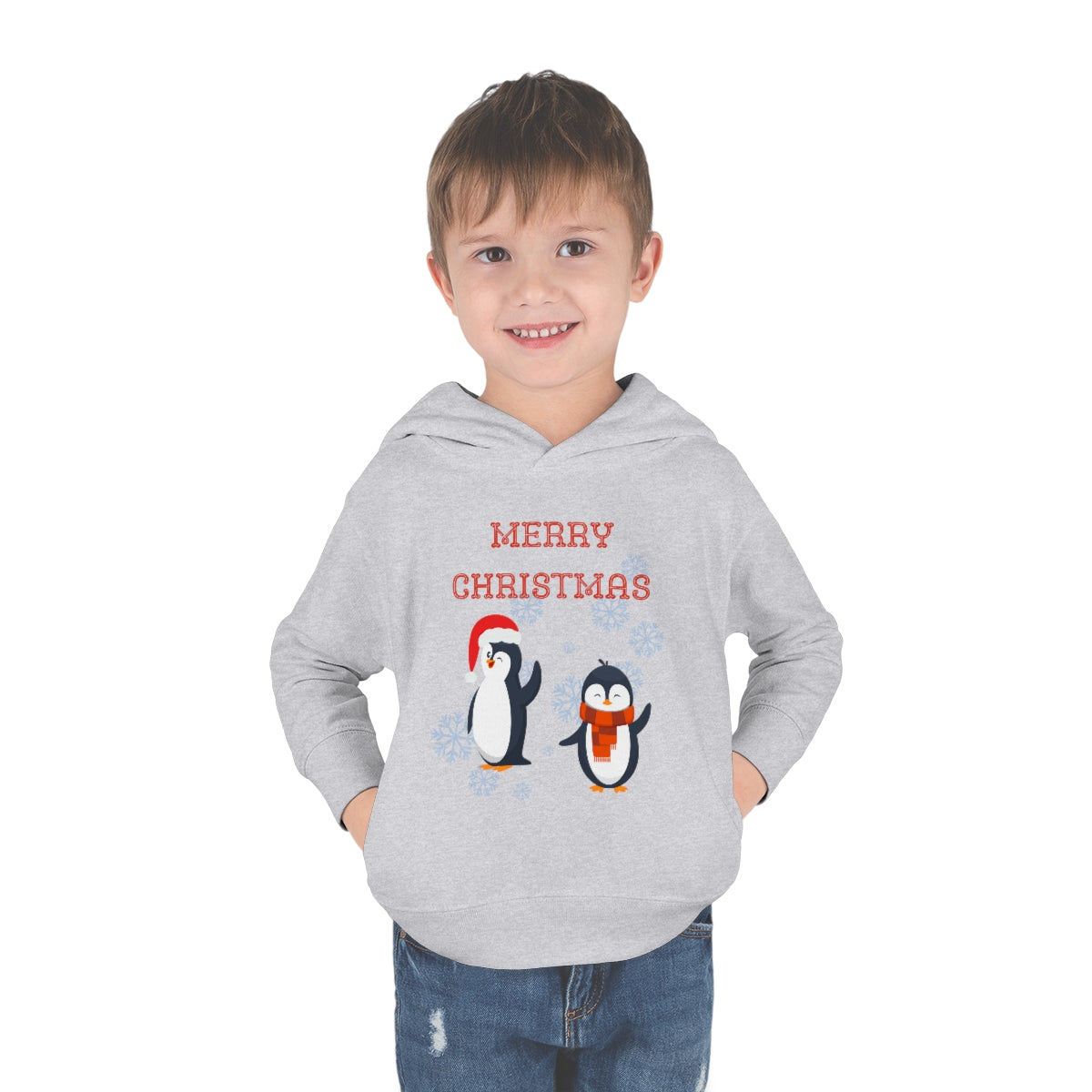 Penguins Merry Christmas Toddler Pullover Fleece Hoodie