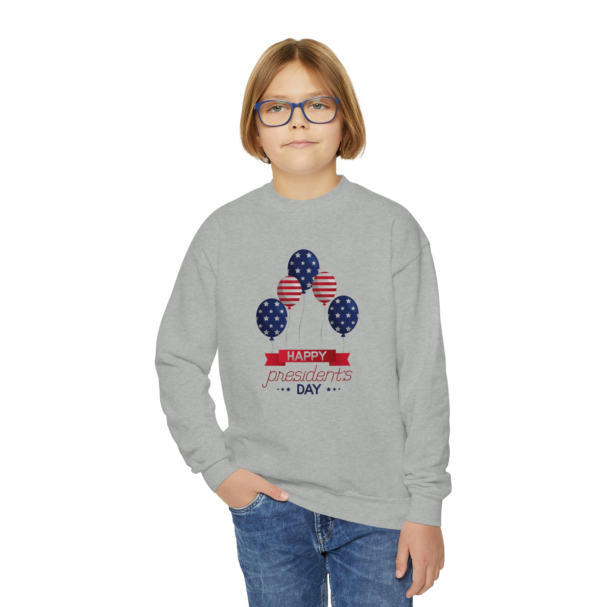 Happy President's Day Stars & Stripe Youth Crewneck Sweatshirt