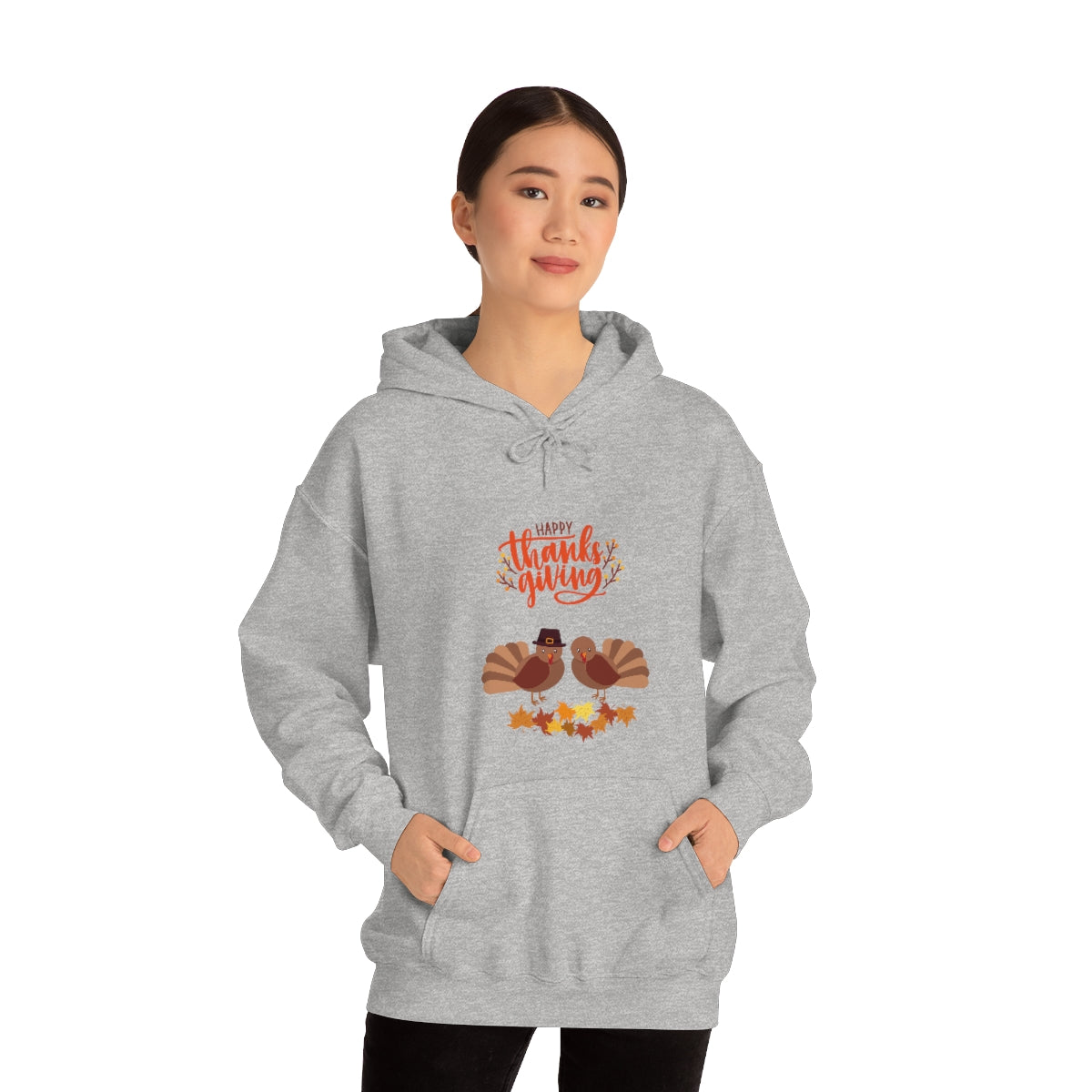 Cute Thanksgiving Turkey Pilgrims Unisex Heavy Blend™ Hooded Sweatshirt