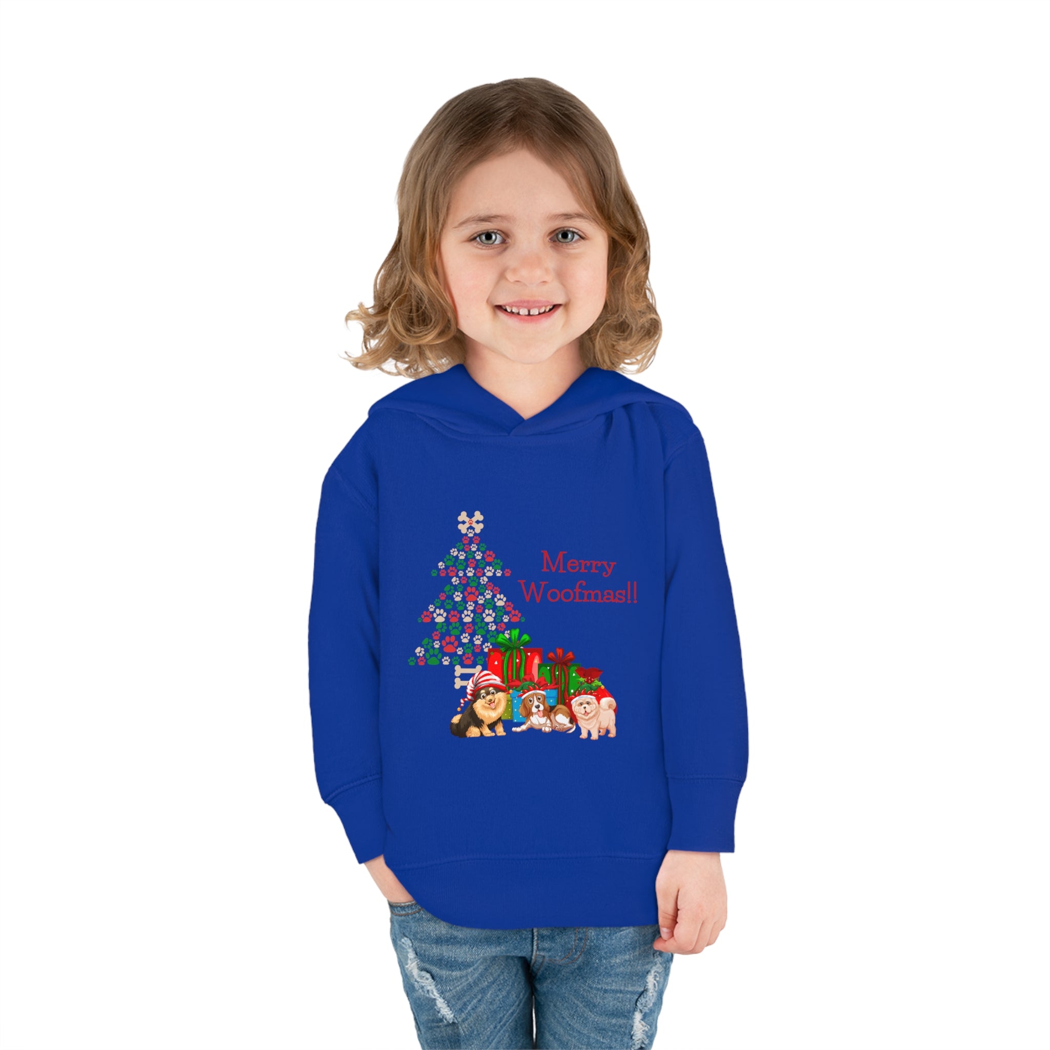 Merry Woolfmas Toddler Pullover Fleece Hoodie