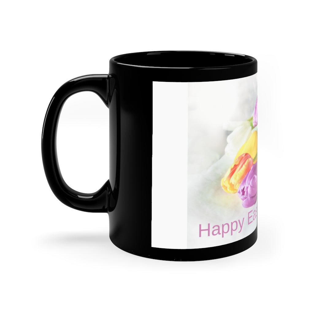 Happy Easter Black Coffee Mug, 11oz