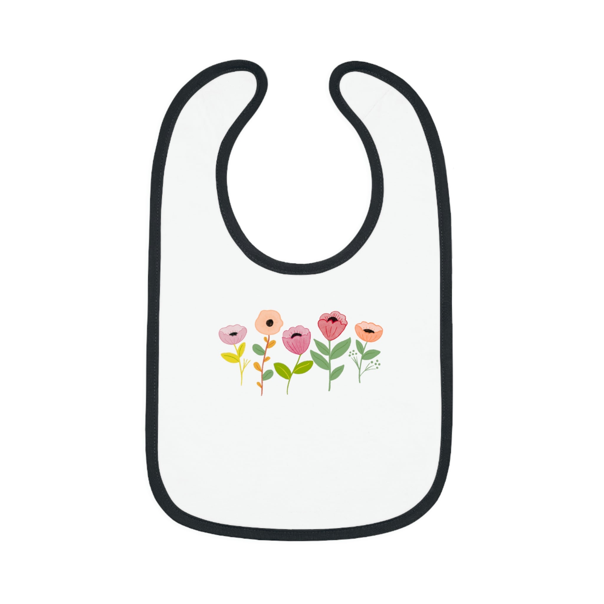 Spring Flowers Baby Contrast Trim Jersey Bib