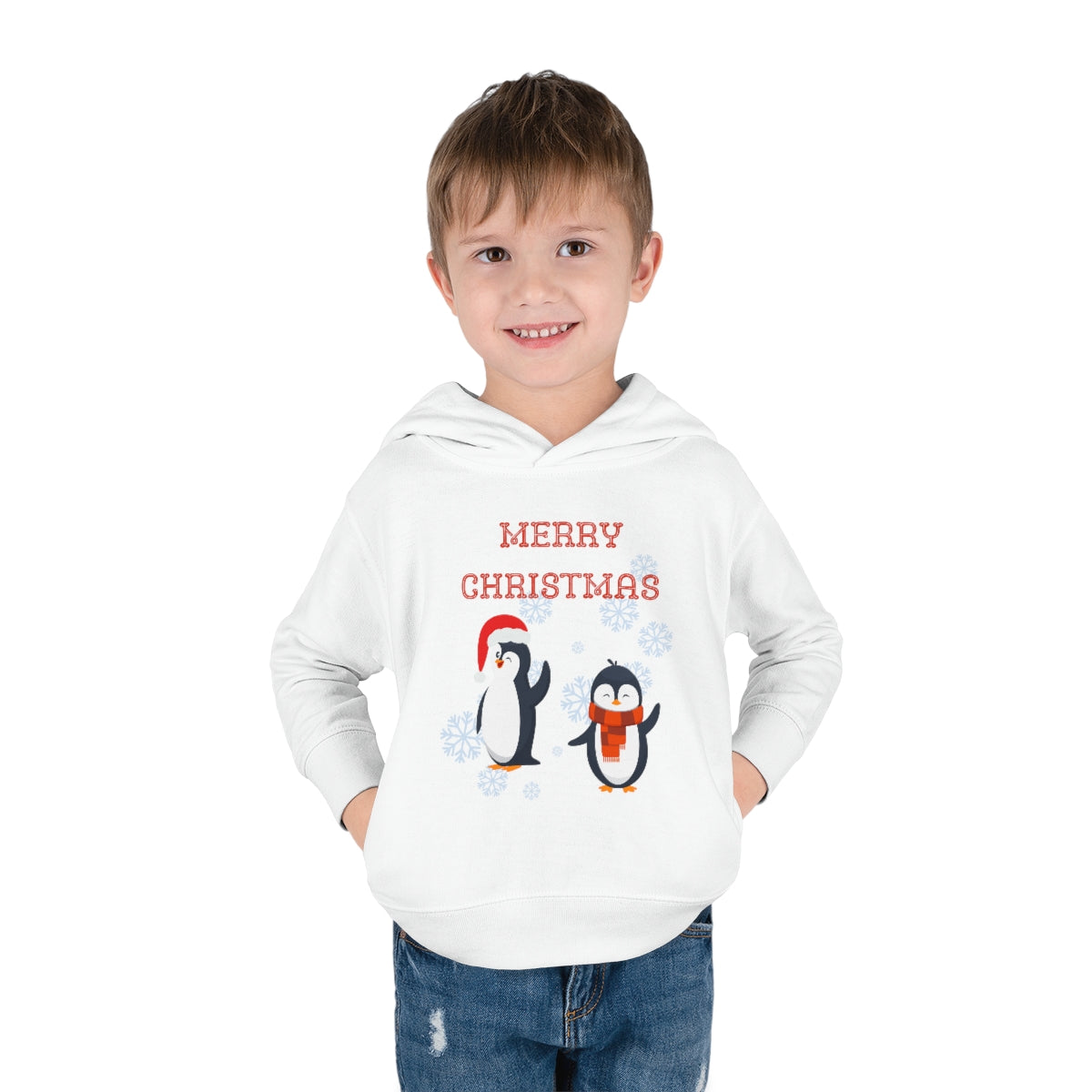 Penguins Merry Christmas Toddler Pullover Fleece Hoodie