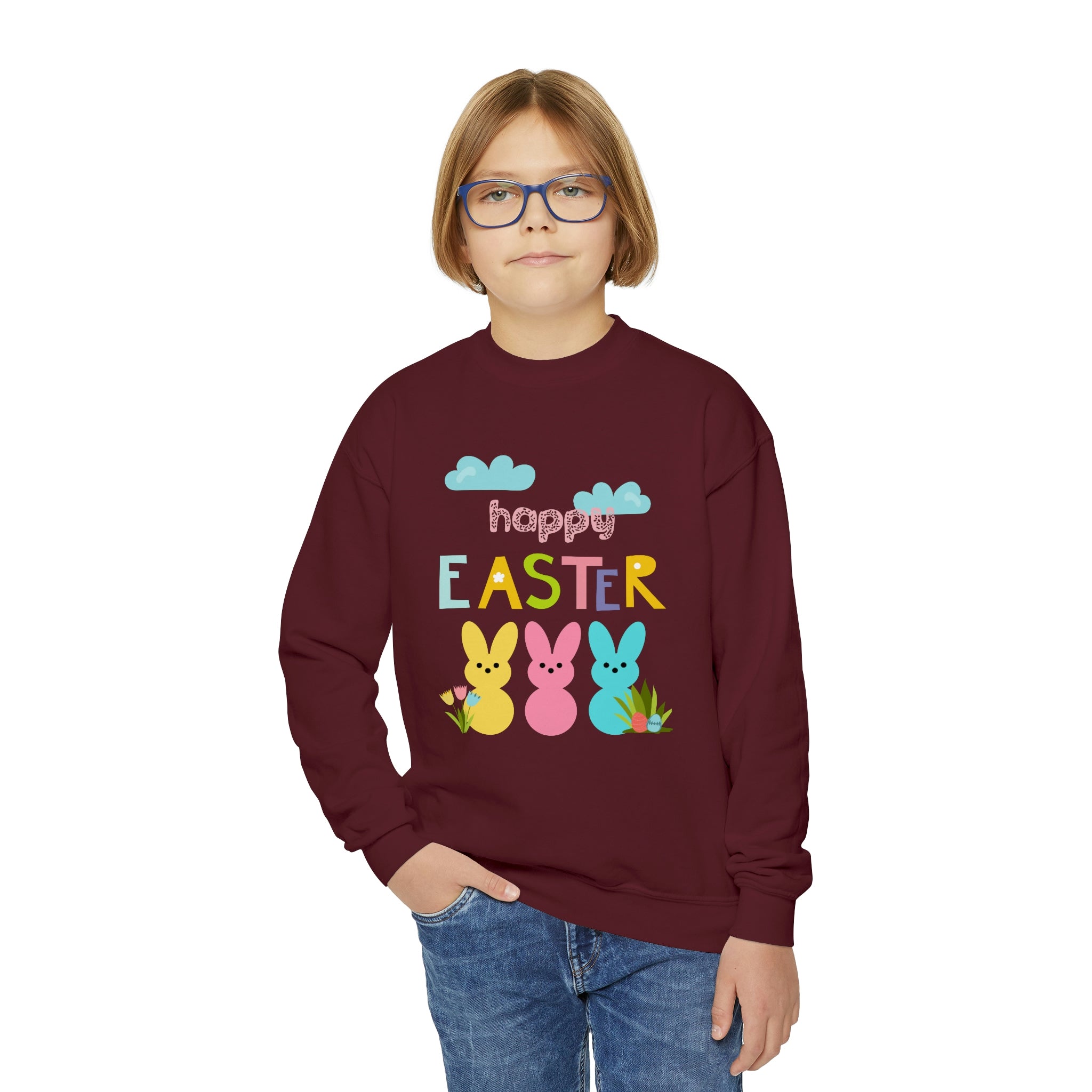 Happy Easter Bunny Youth Crewneck Sweatshirt