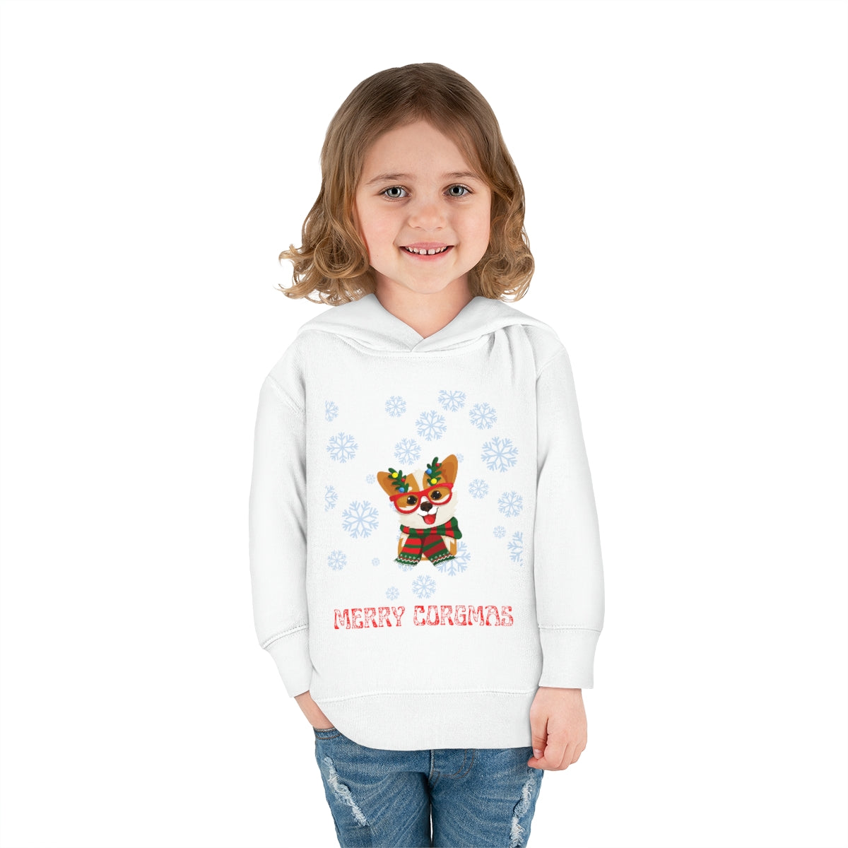 Merry Corgmas Toddler Pullover Fleece Hoodie