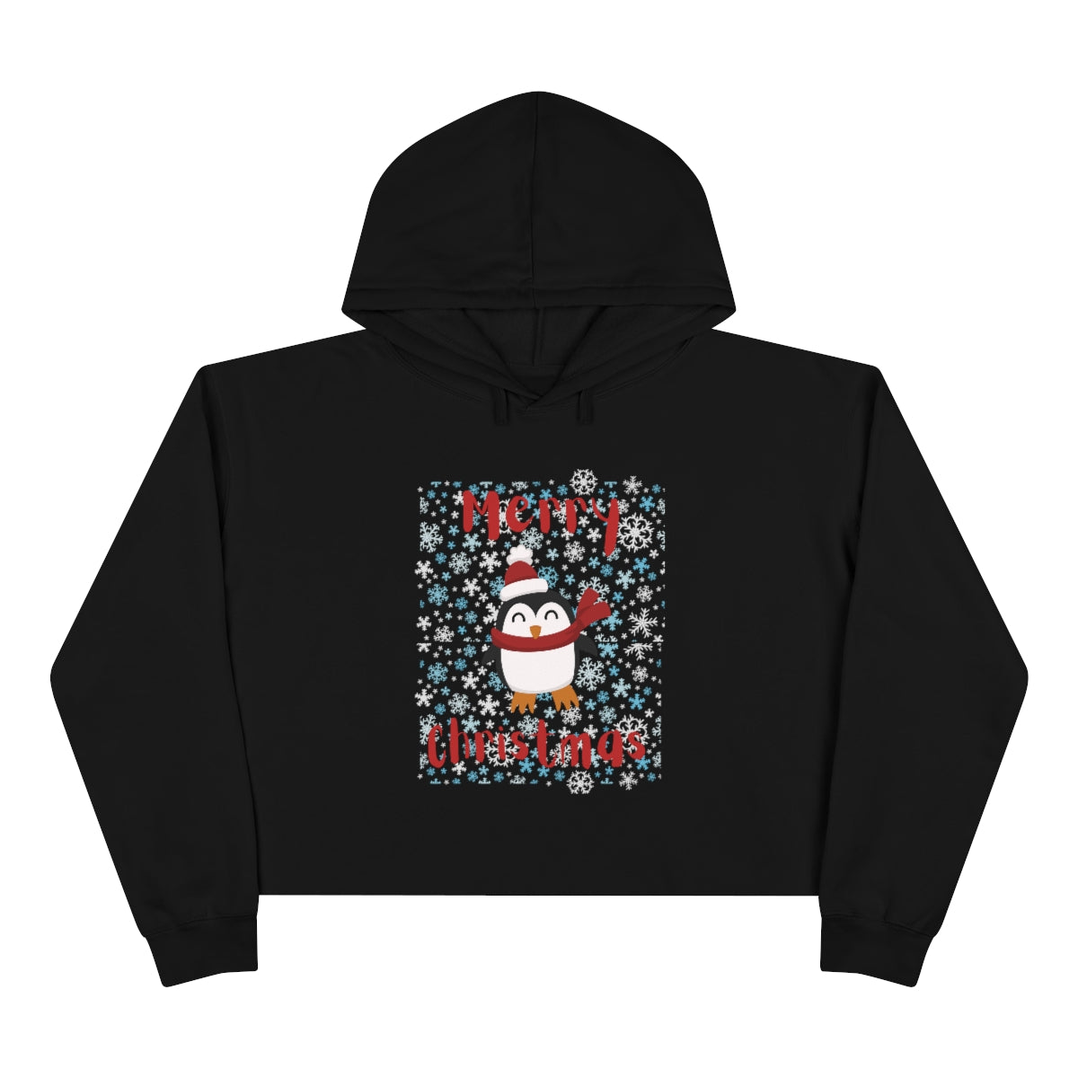 Cute Penguin Christmas Crop Hoodie