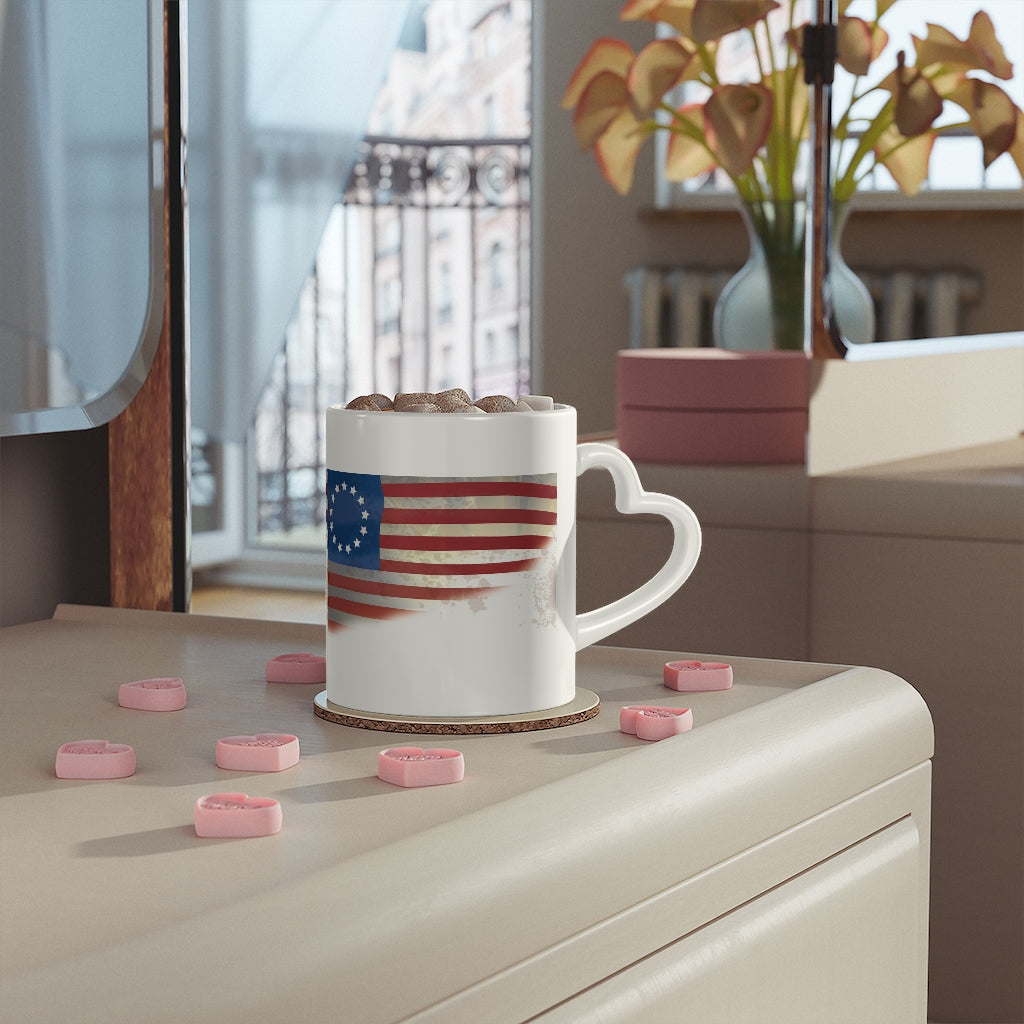 USA Flag Heart-Shaped Mug