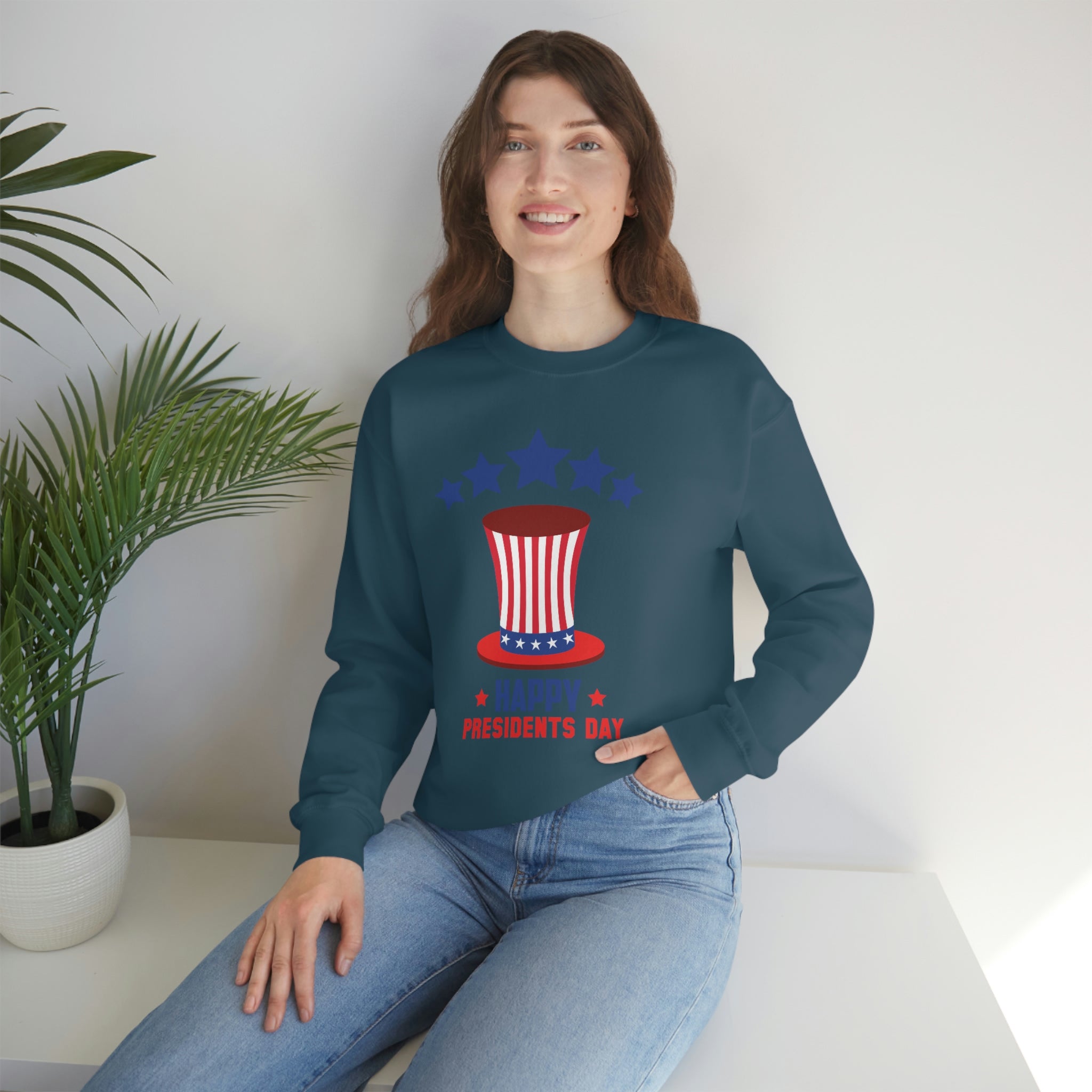 Happy President's Day Hat Unisex Heavy Blend™ Crewneck Sweatshirt