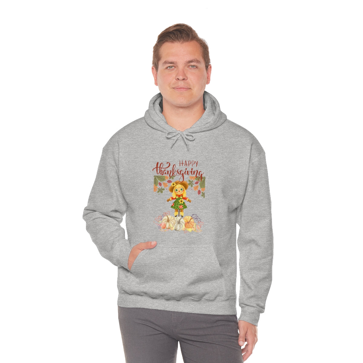 Scarecrow Happy Thanksgiving Unisex Heavy Blend™ Hooded Sweatshirt