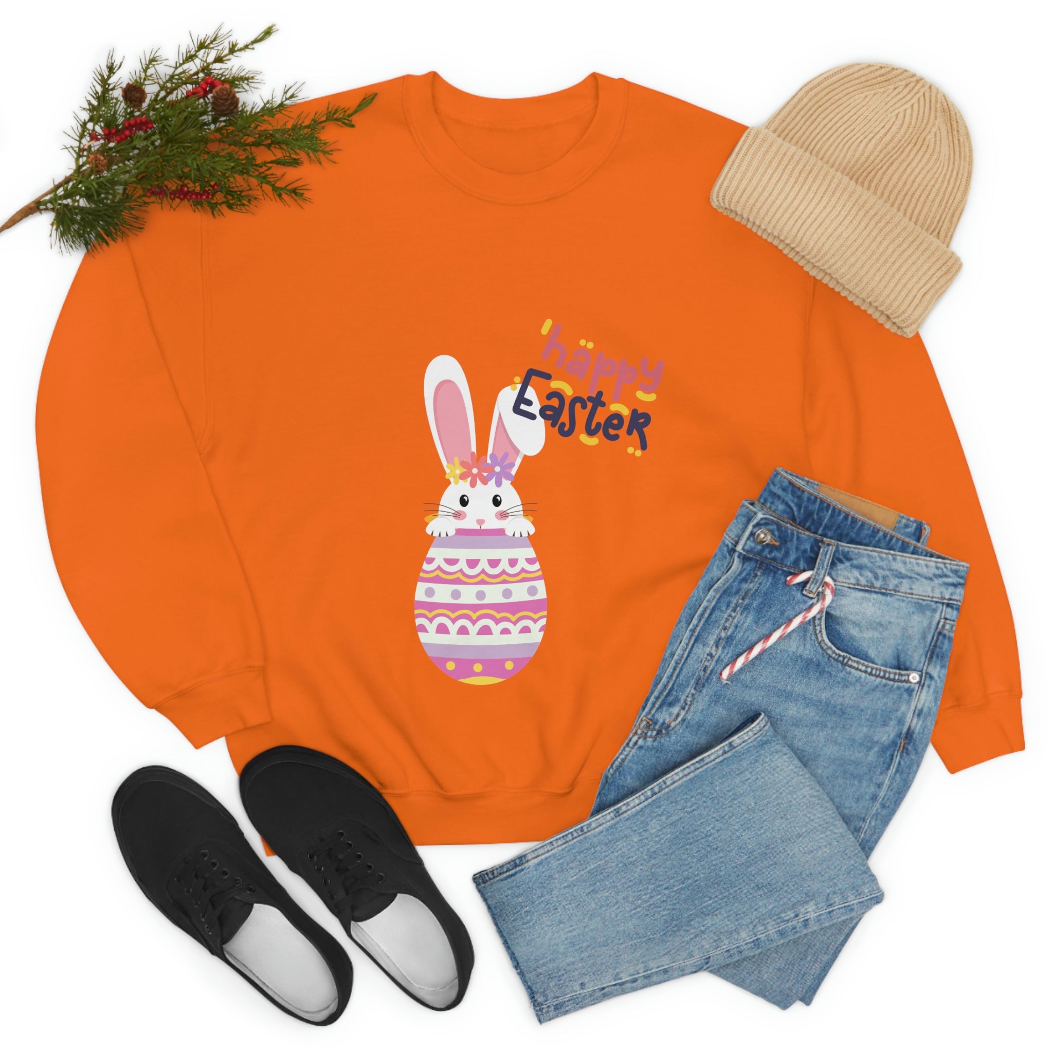 Happy Easter Day Bunny Unisex Heavy Blend™ Crewneck Sweatshirt