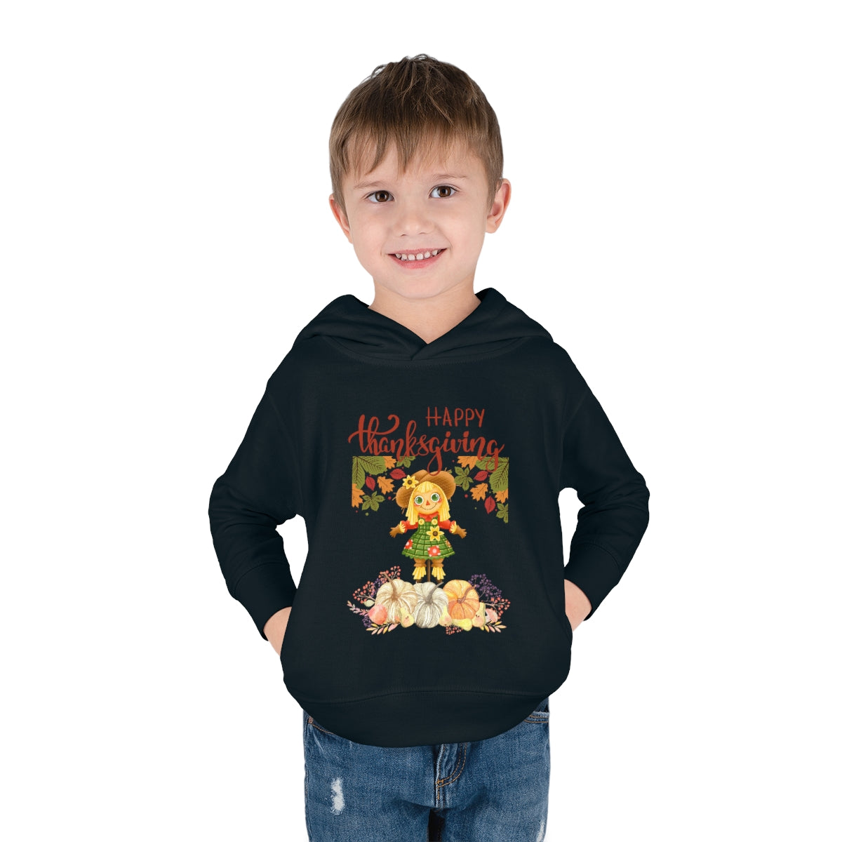 Scarecrow Happy Thanksgiving Toddler Pullover Fleece Hoodie