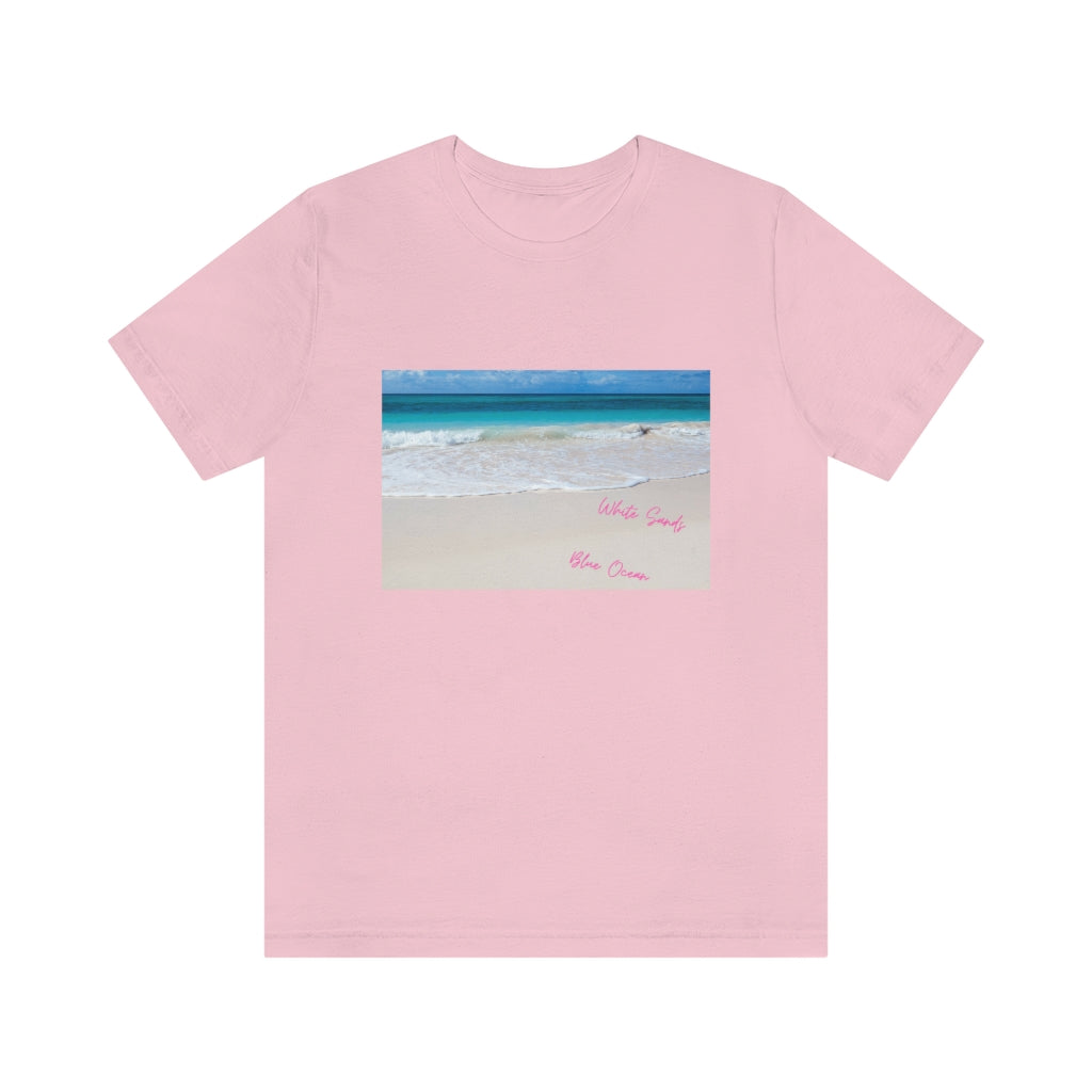 White Sands Blue Ocean Unisex Jersey Short Sleeve Tee