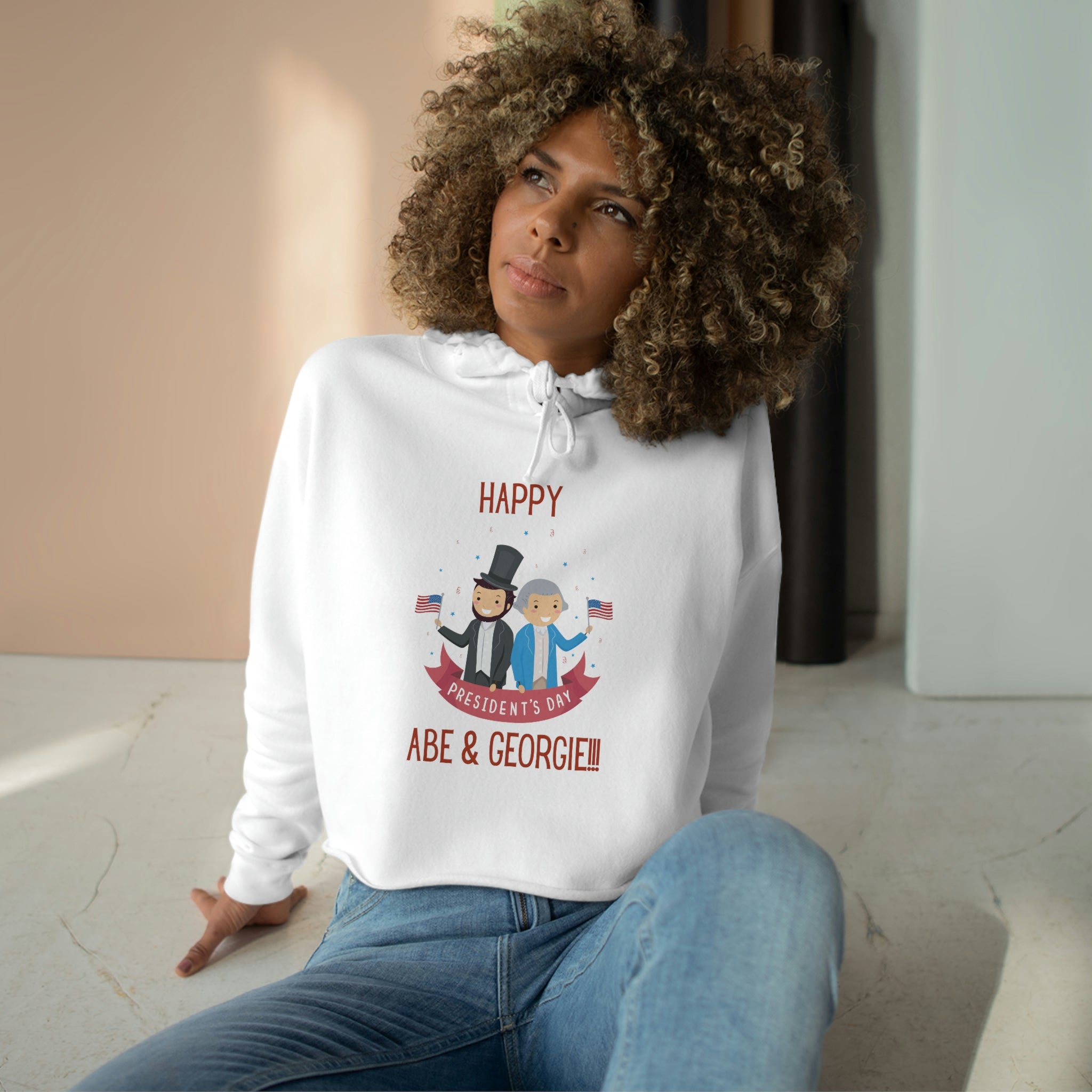 Happy President's Day Abe & Georgie!!! Crop Hoodie