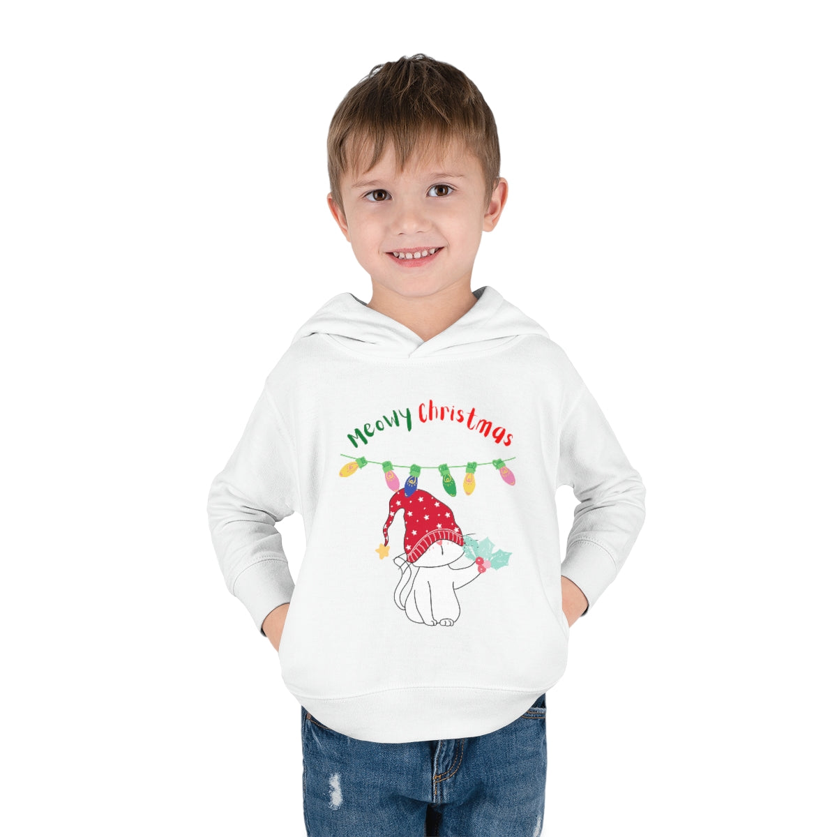 Meowy Christmas Pullover Fleece Hoodie