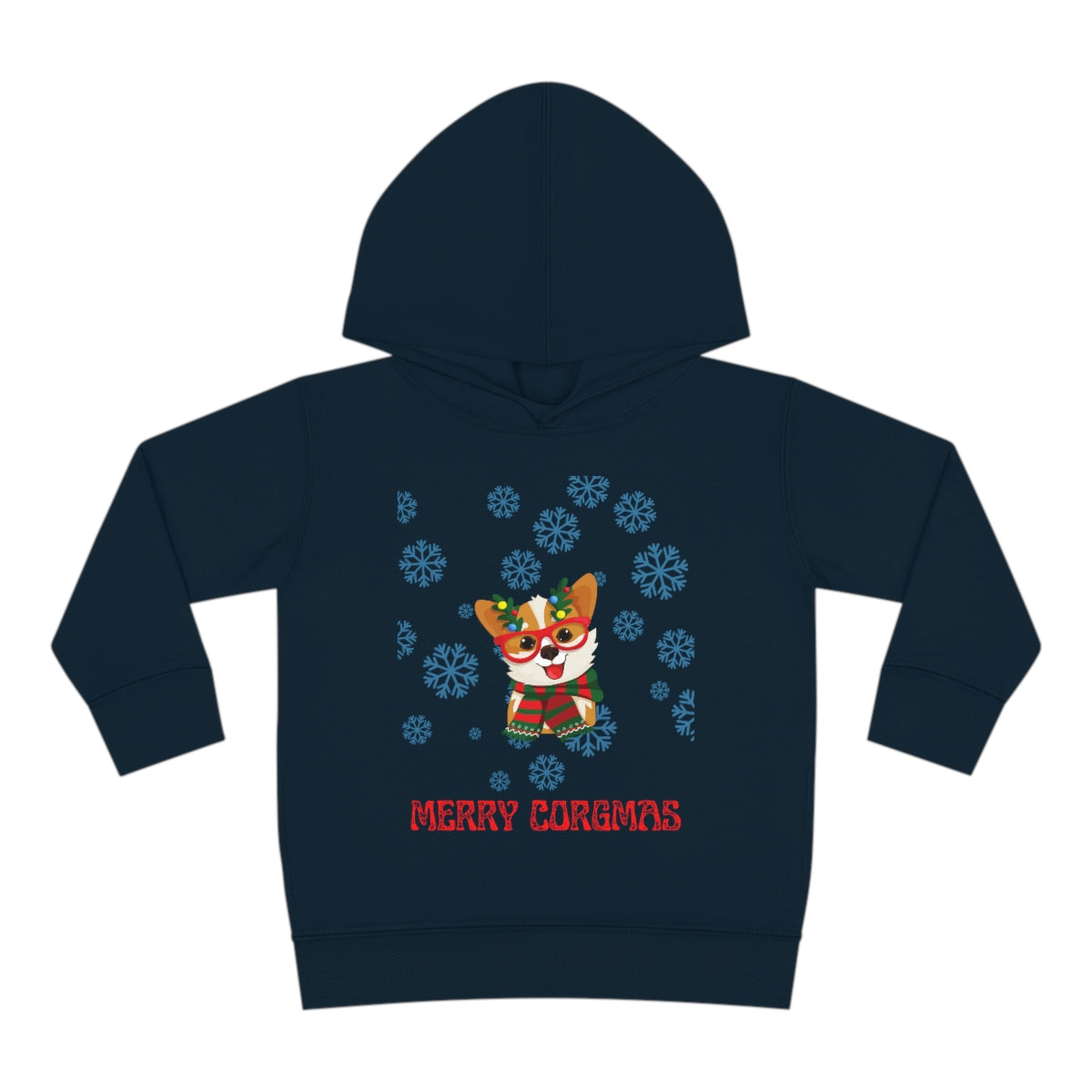 Merry Corgmas Toddler Pullover Fleece Hoodie