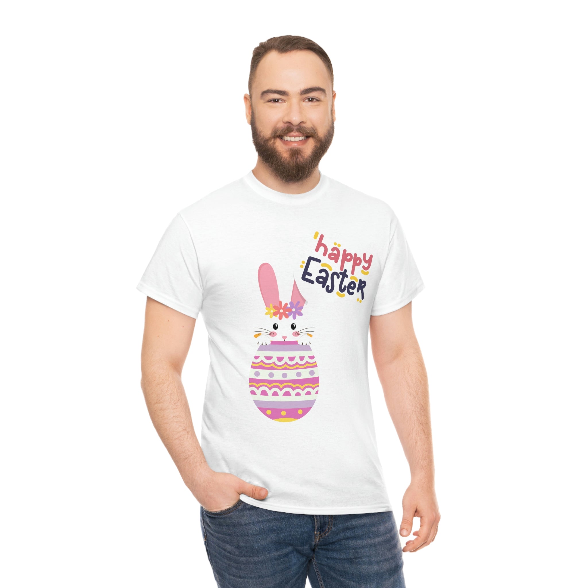 Happy Easter Day Bunny Unisex Heavy Cotton Tee