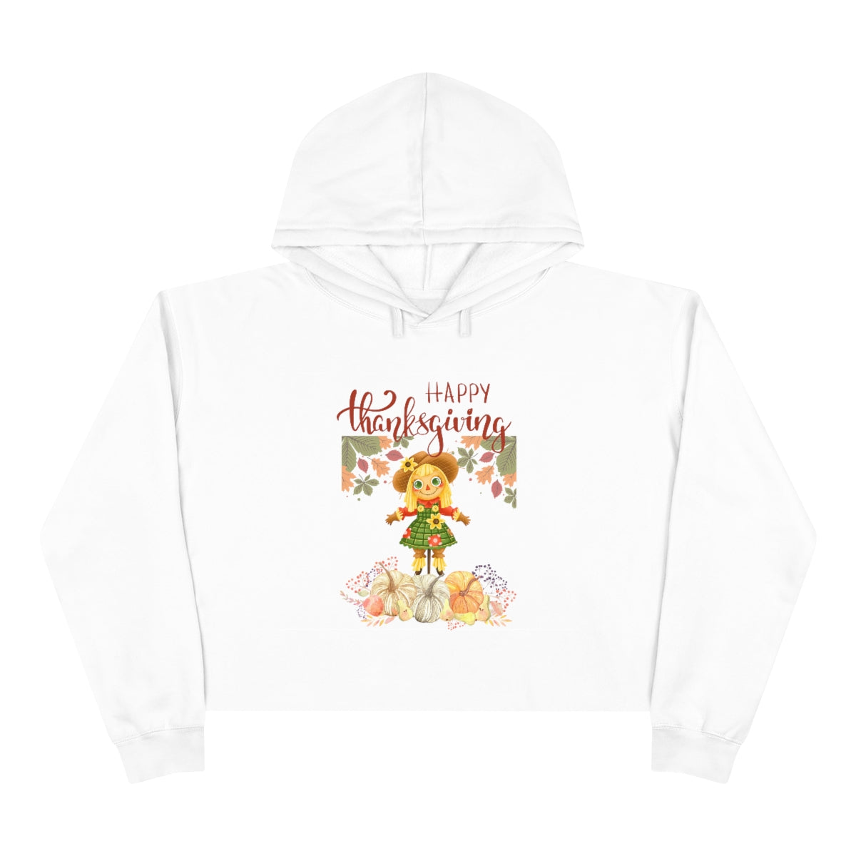 Scarecrow Happy Thanksgiving Crop Hoodie