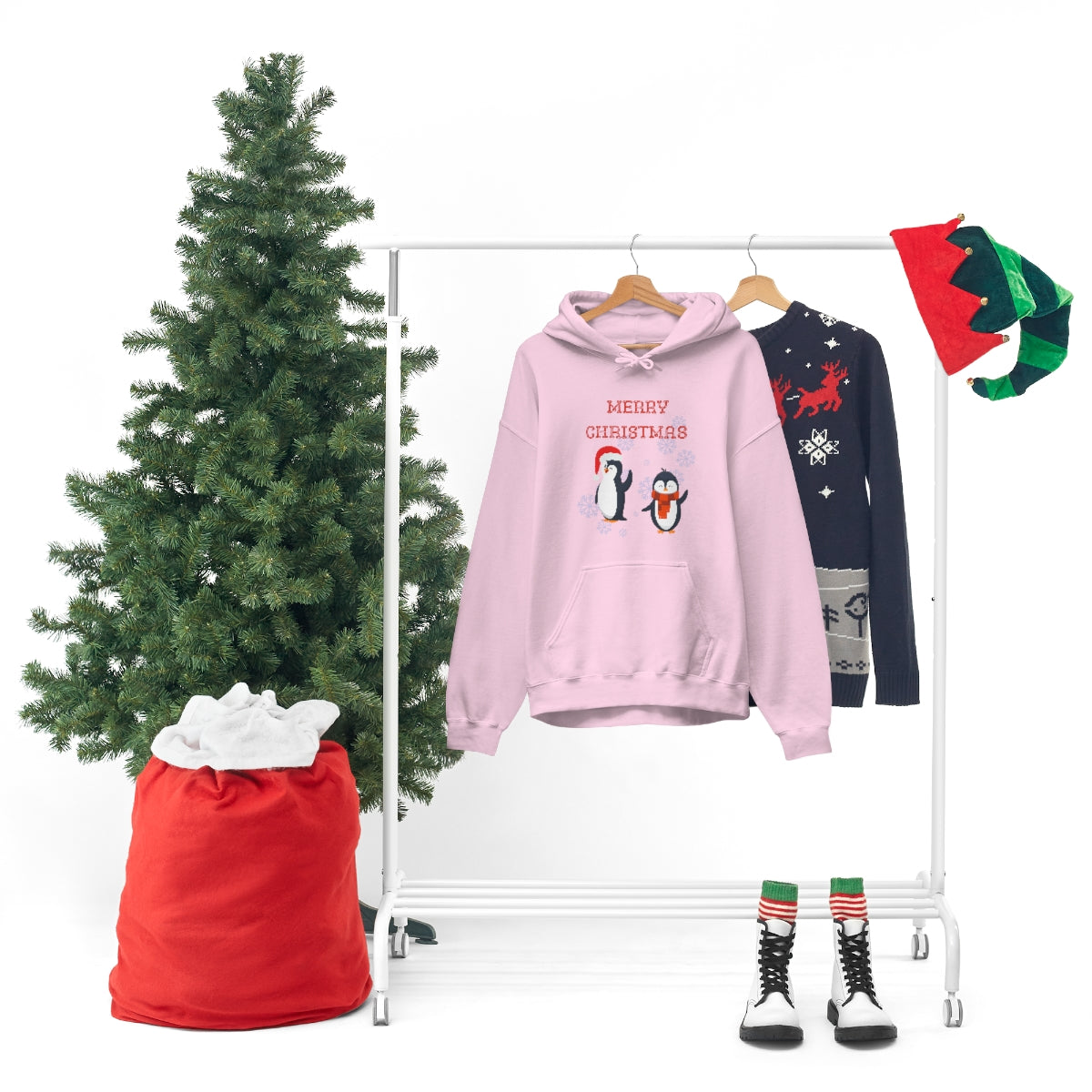 Penguins Merry Christmas Unisex Heavy Blend™ Hooded Sweatshirt