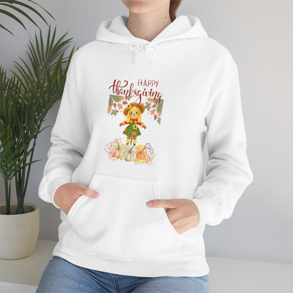 Scarecrow Happy Thanksgiving Unisex Heavy Blend™ Hooded Sweatshirt