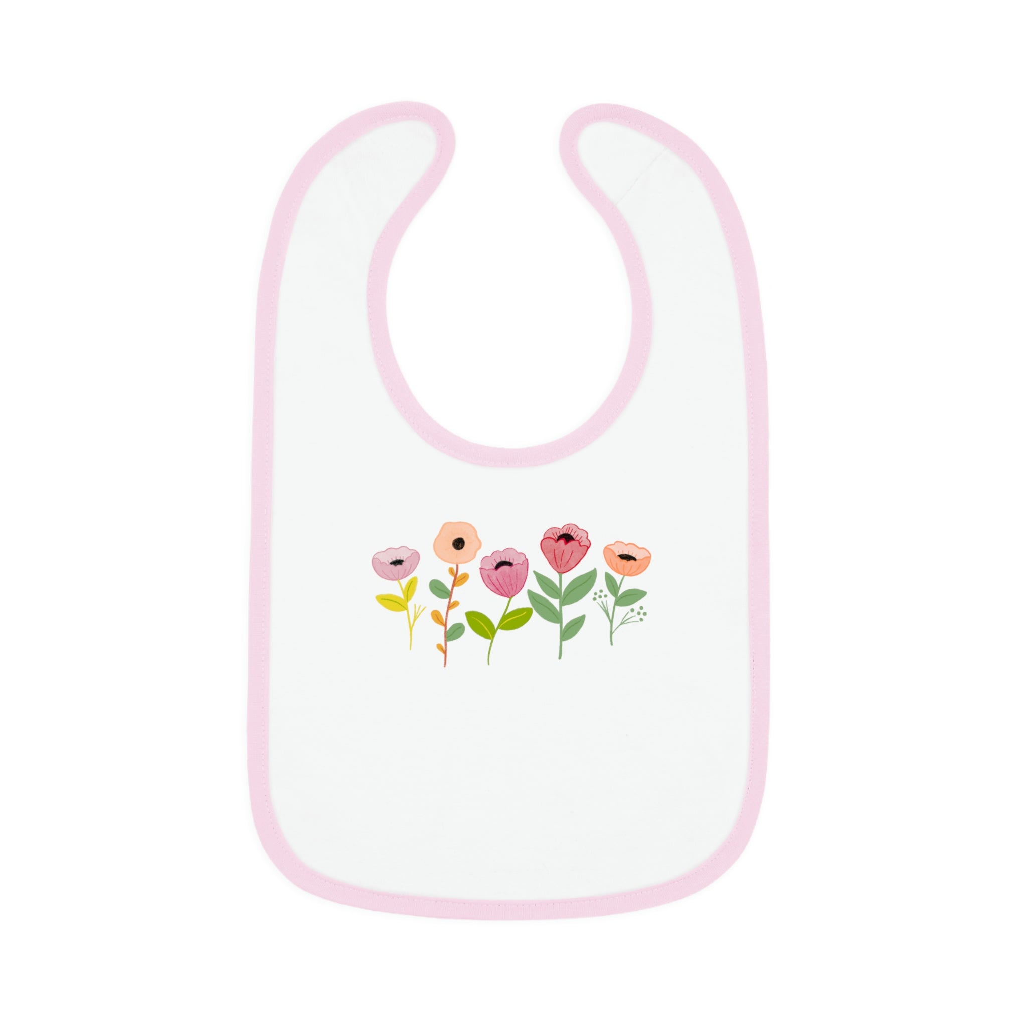 Spring Flowers Baby Contrast Trim Jersey Bib