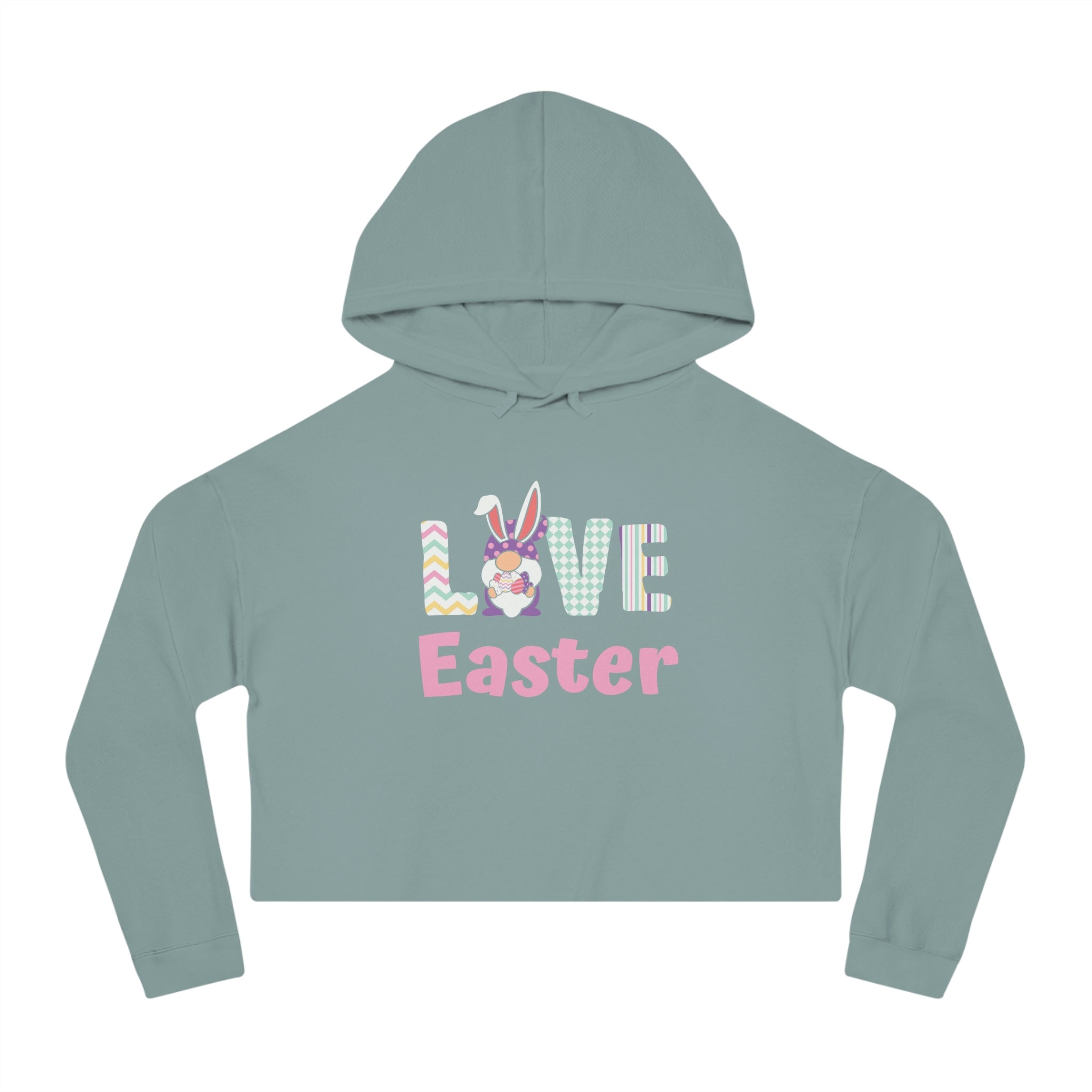 Gnome Love Easter Women’s Cropped Hooded Sweatshirt