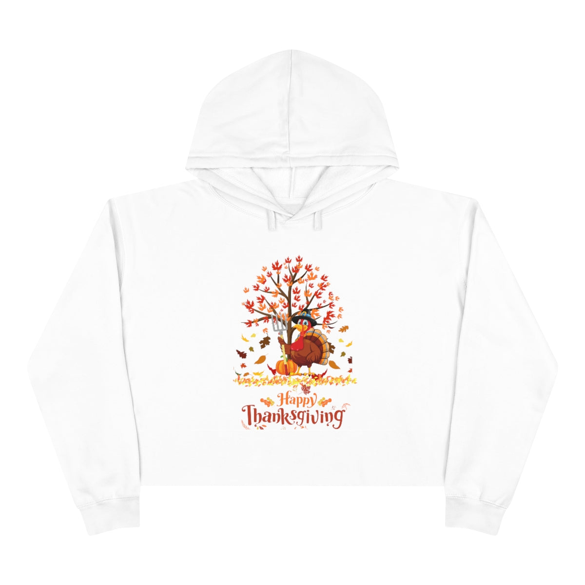 Happy Thanksgiving Turkey Pilgrim Crop Hoodie