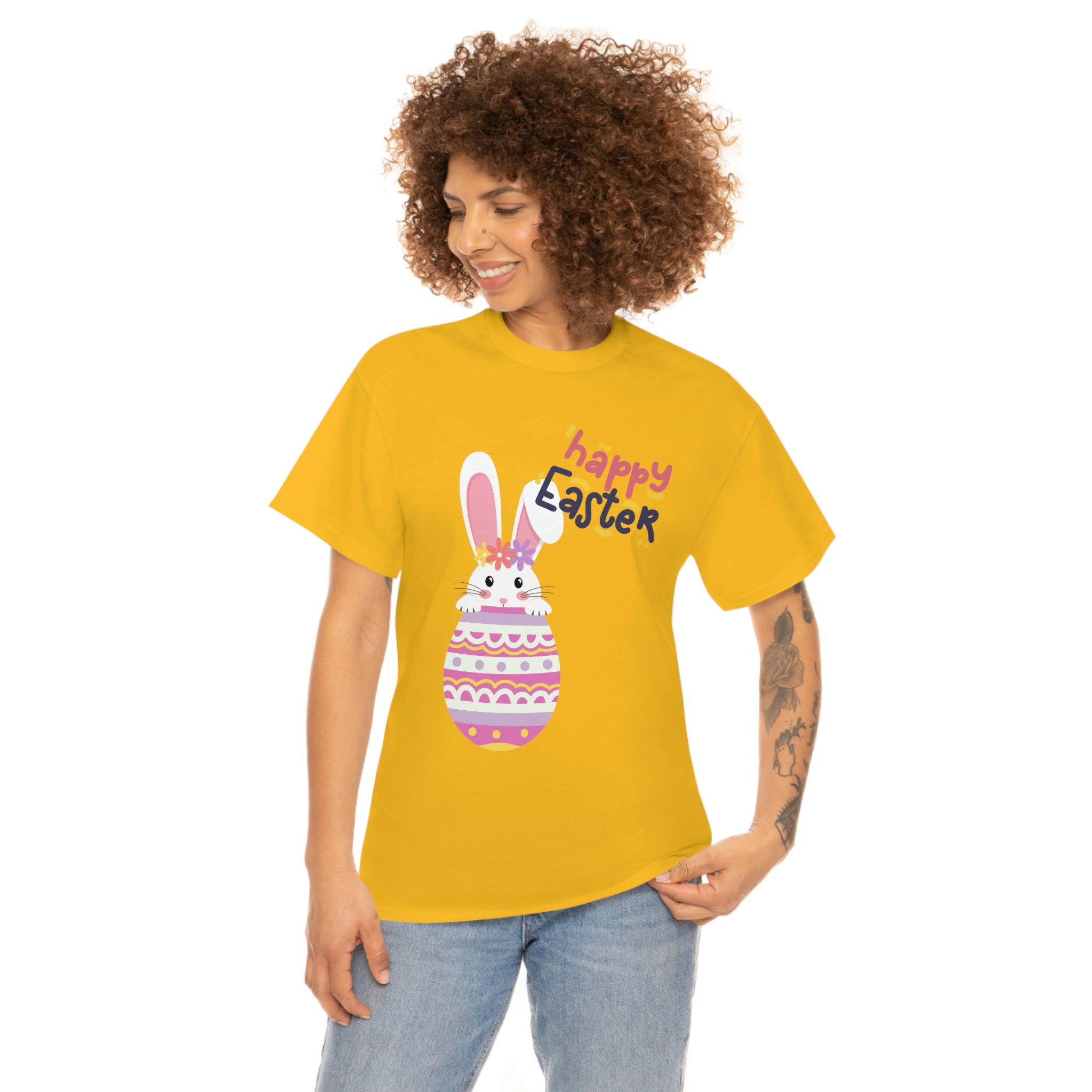 Happy Easter Day Bunny Unisex Heavy Cotton Tee