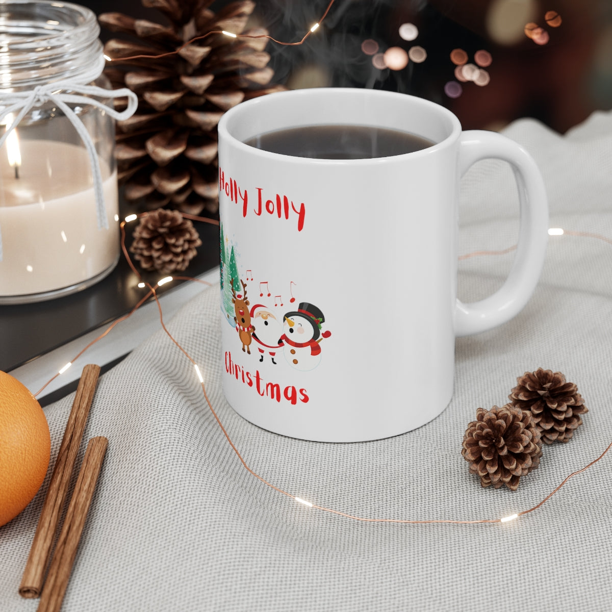 Holly Jolly Christmas Ceramic Mug 11oz