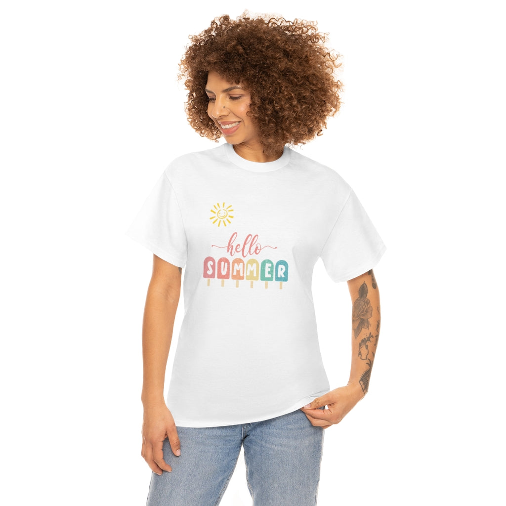 Sunny Hello Summer Unisex Heavy Cotton Tee