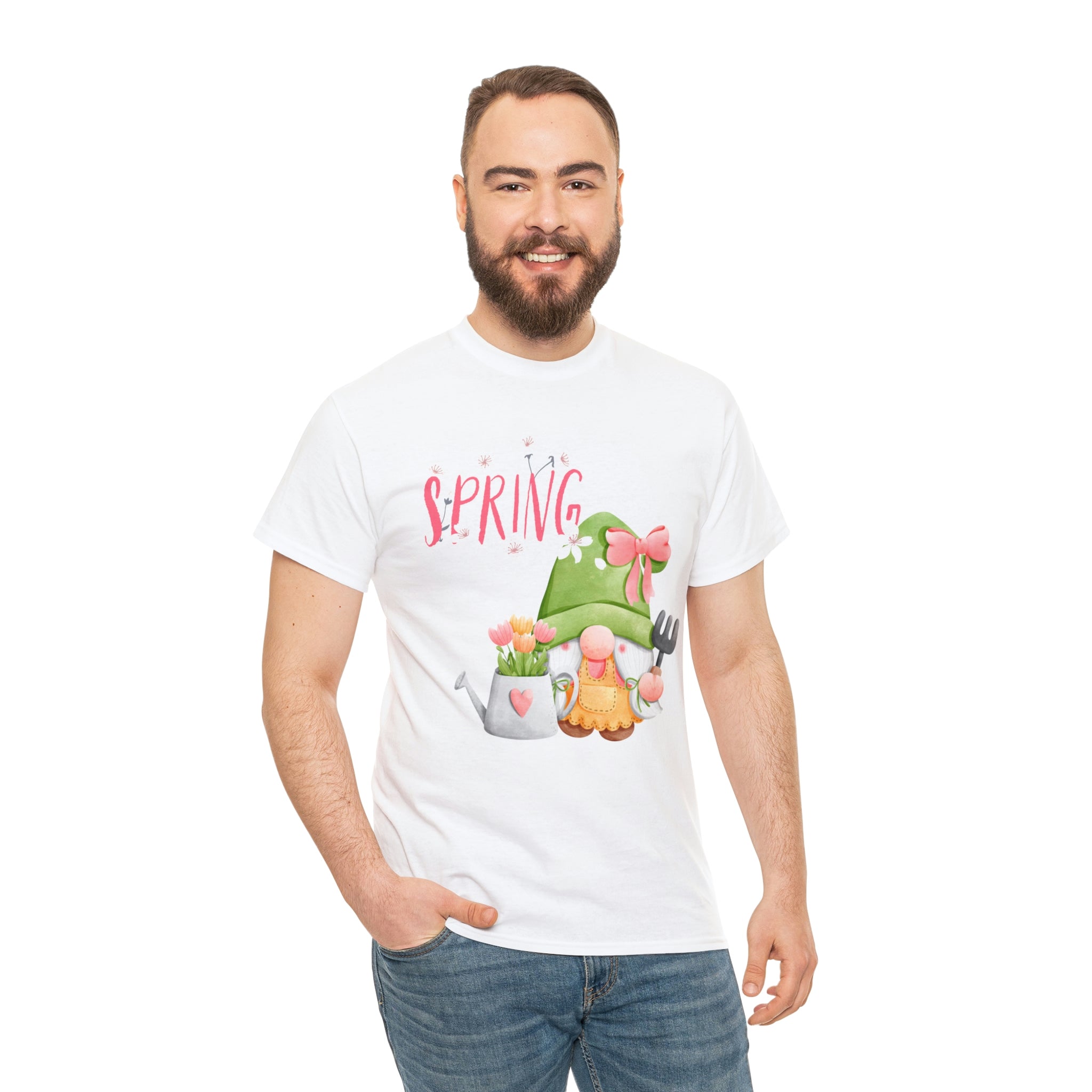 Gnome Happy Spring Unisex Heavy Cotton Tee
