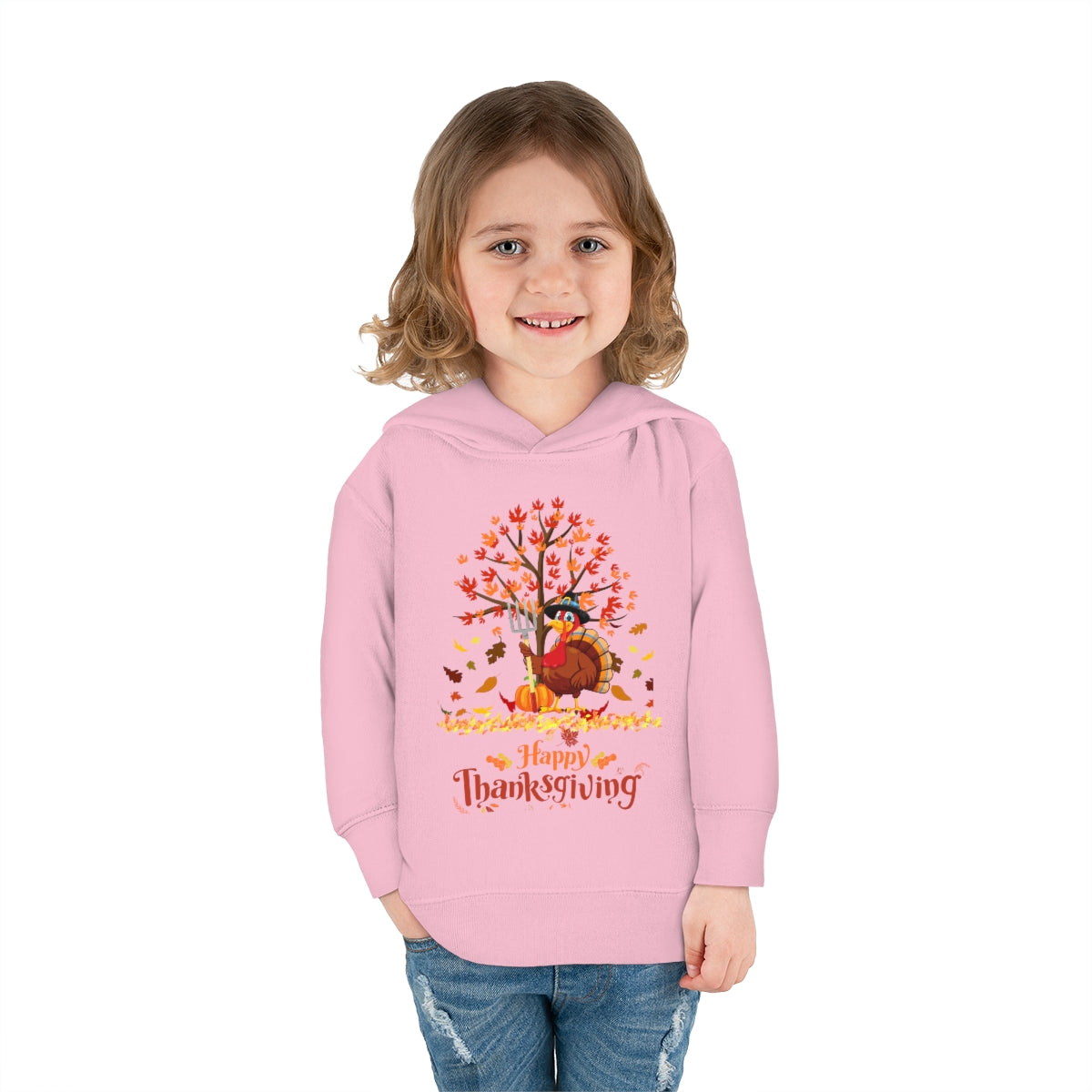 Happy Thanksgiving Turkey Pilgrim Toddler Pullover Fleece Hoodie