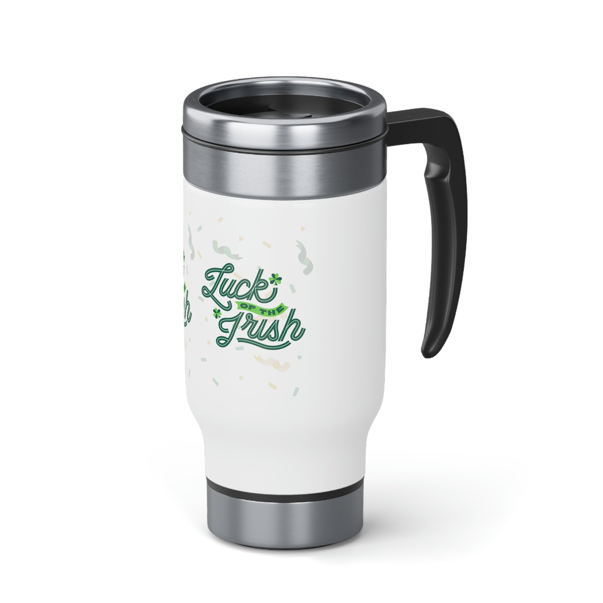 Luck Of The Irish Stainless Steel Travel Mug with Handle, 14oz