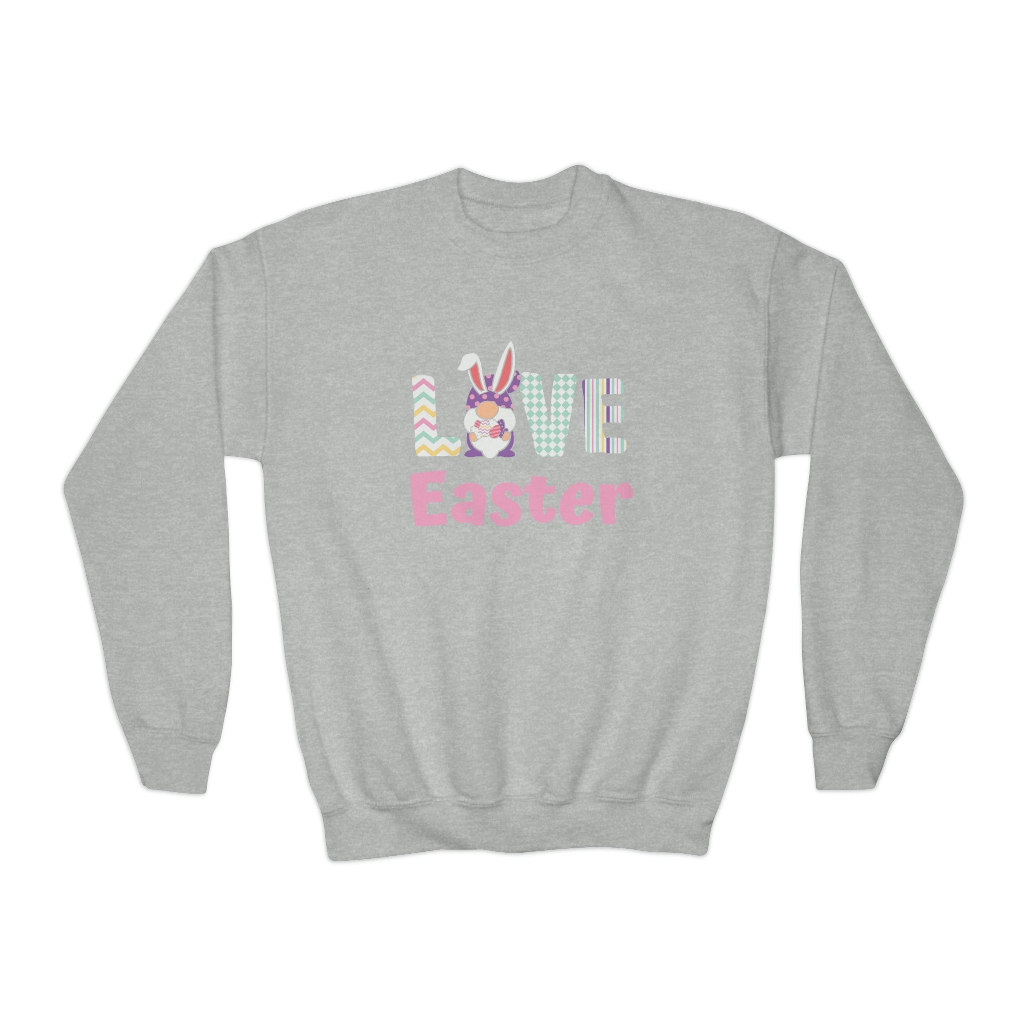 Gnome Love Easter Youth Crewneck Sweatshirt