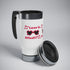 Love Is Blind!!! Stainless Steel Travel Mug with Handle, 14oz