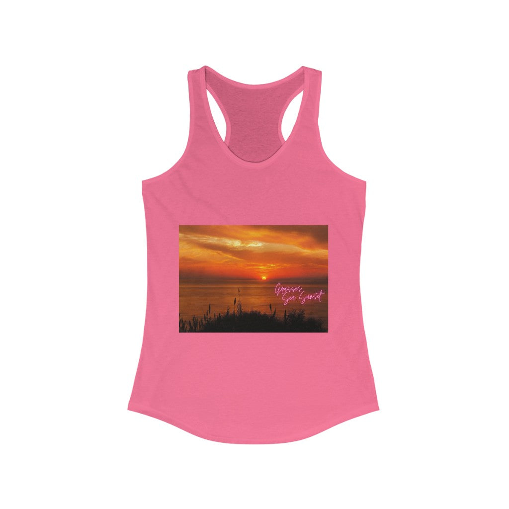 Grasses Sea Sunset Women's Ideal Racerback Tank