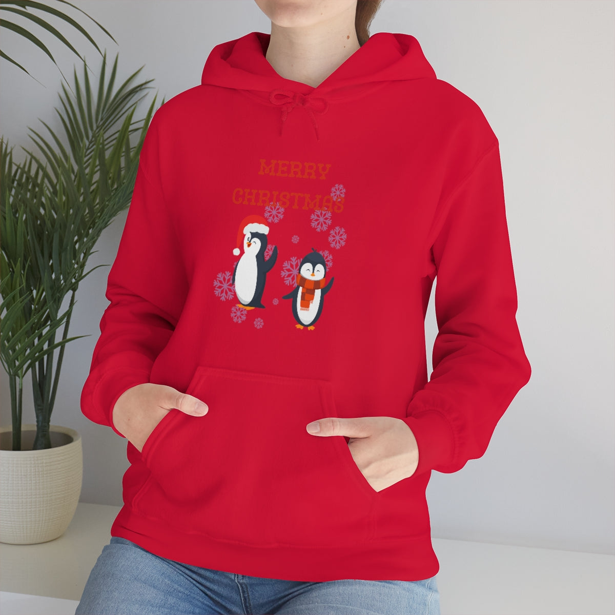 Penguins Merry Christmas Unisex Heavy Blend™ Hooded Sweatshirt