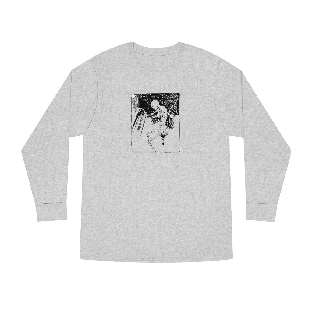 Skeleton Piano Player Long Sleeve Crewneck Tee