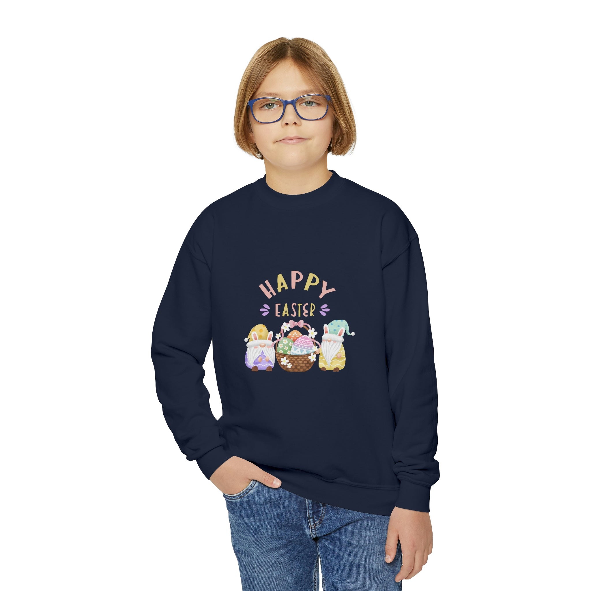 Happy Easter Gnome Youth Crewneck Sweatshirt