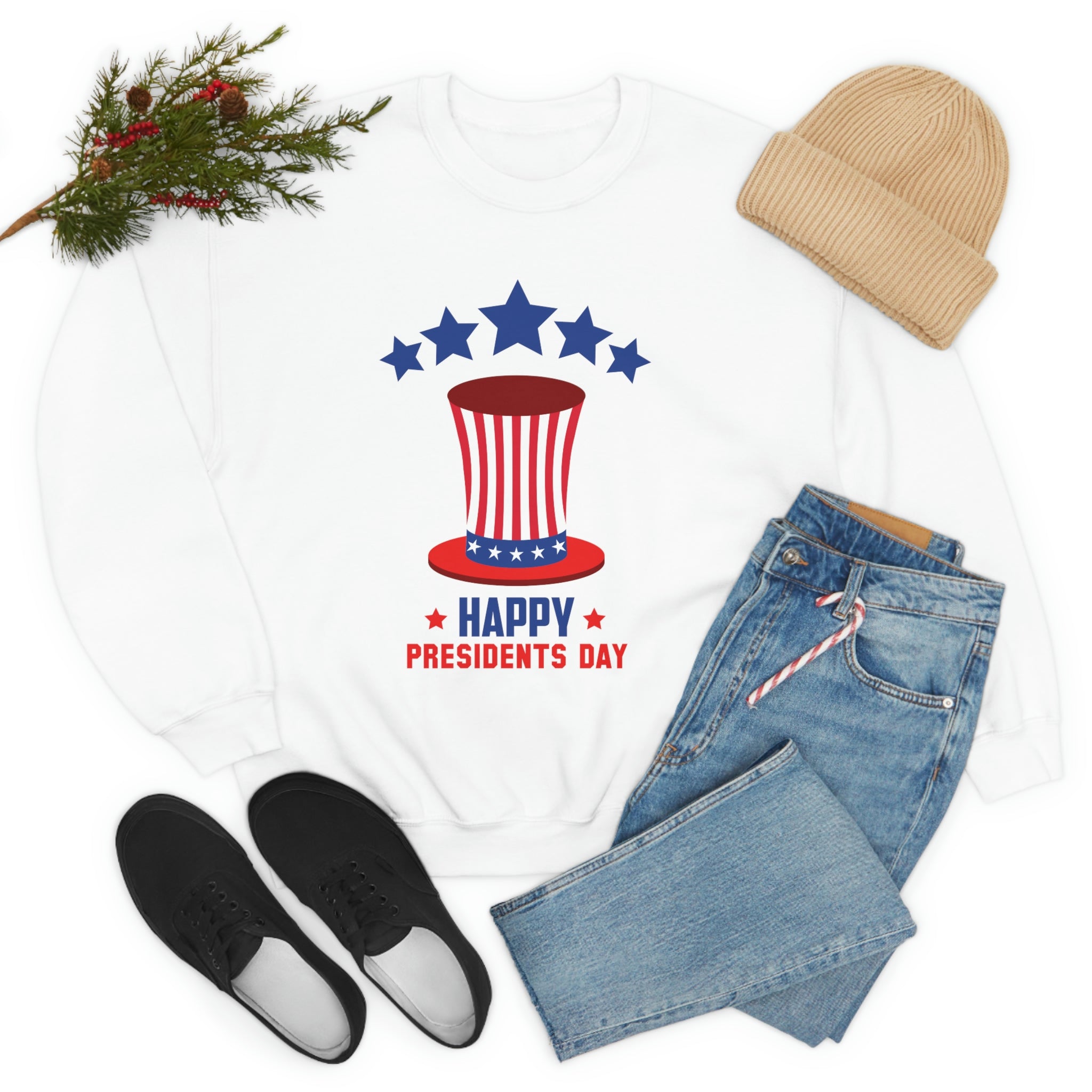 Happy President's Day Hat Unisex Heavy Blend™ Crewneck Sweatshirt