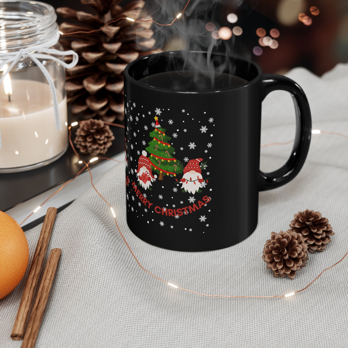 Merry & Bright Holidays Christmas 11oz Black Mug